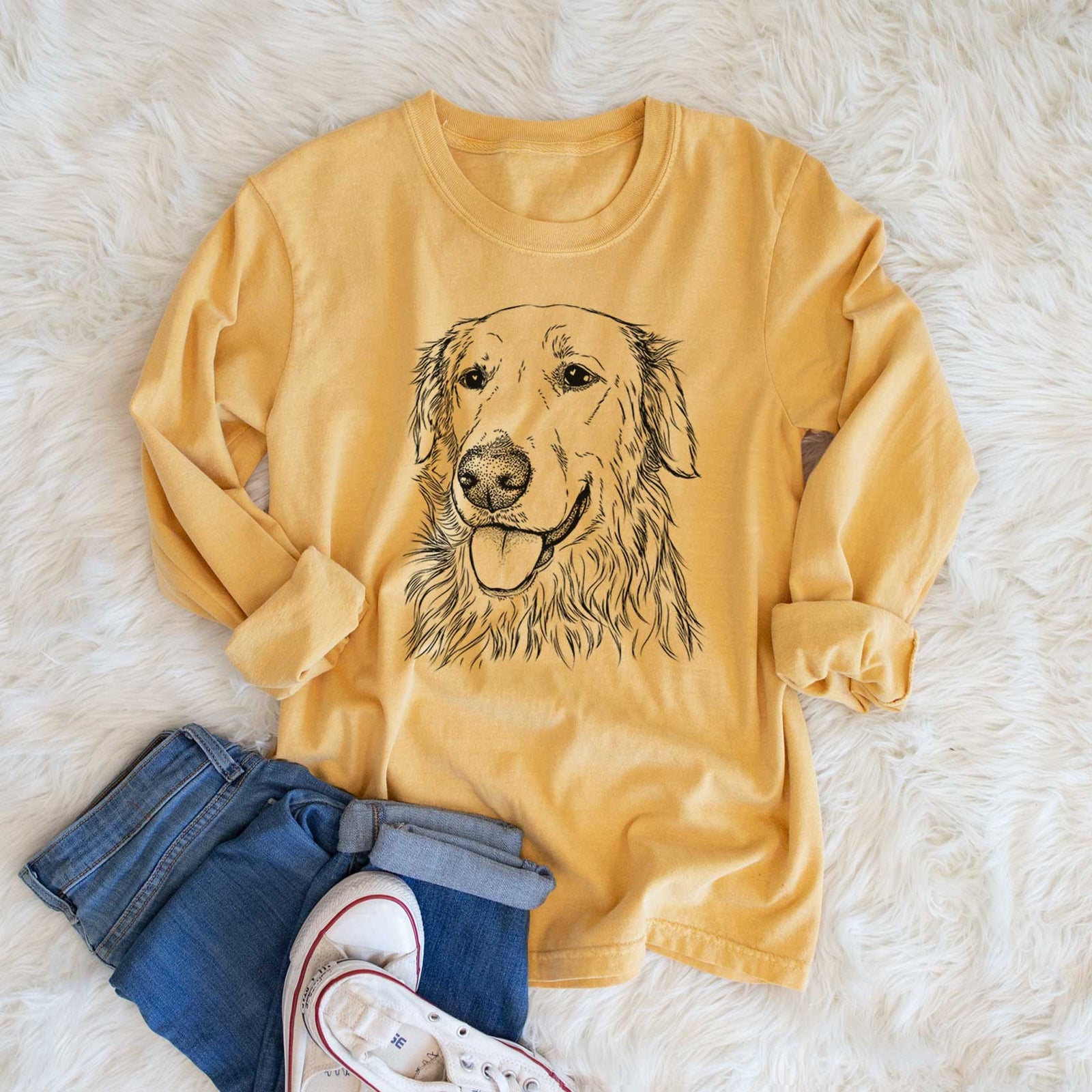 Bare Hopper the Golden Retriever - Heavyweight 100% Cotton Long Sleeve