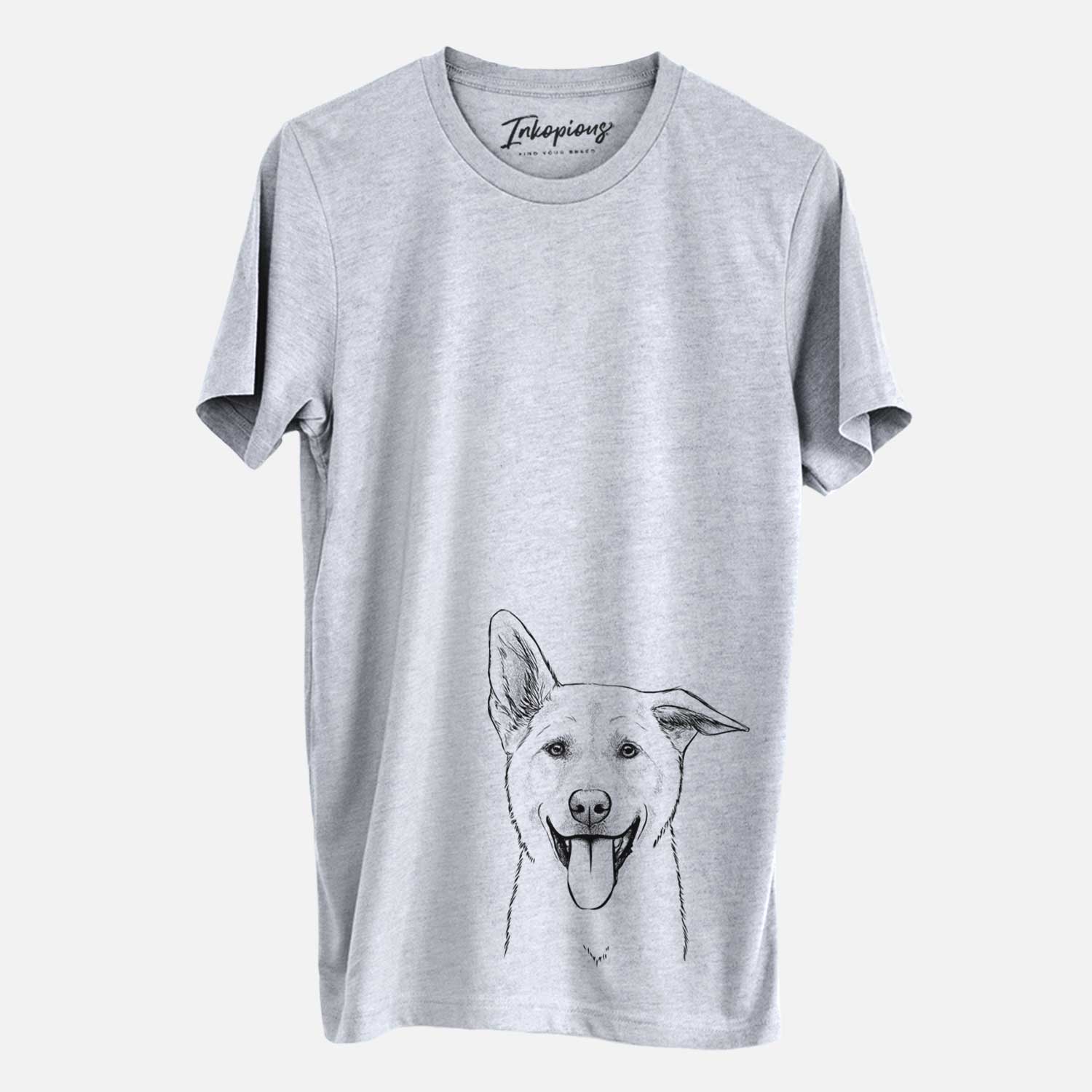 Hand-drawn sketch of Hoya the Korean Jindo on a Grey Unisex crewneck