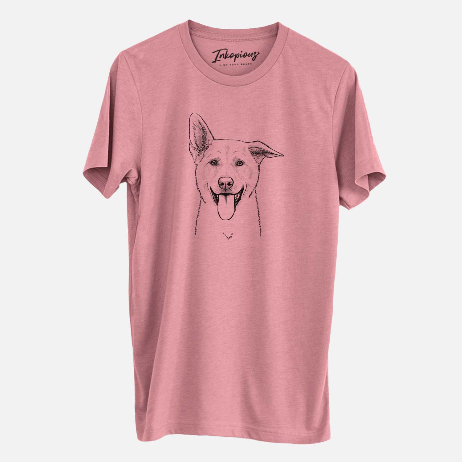 Hand-drawn sketch of Hoya the Korean Jindo on a Mauve Unisex crewneck