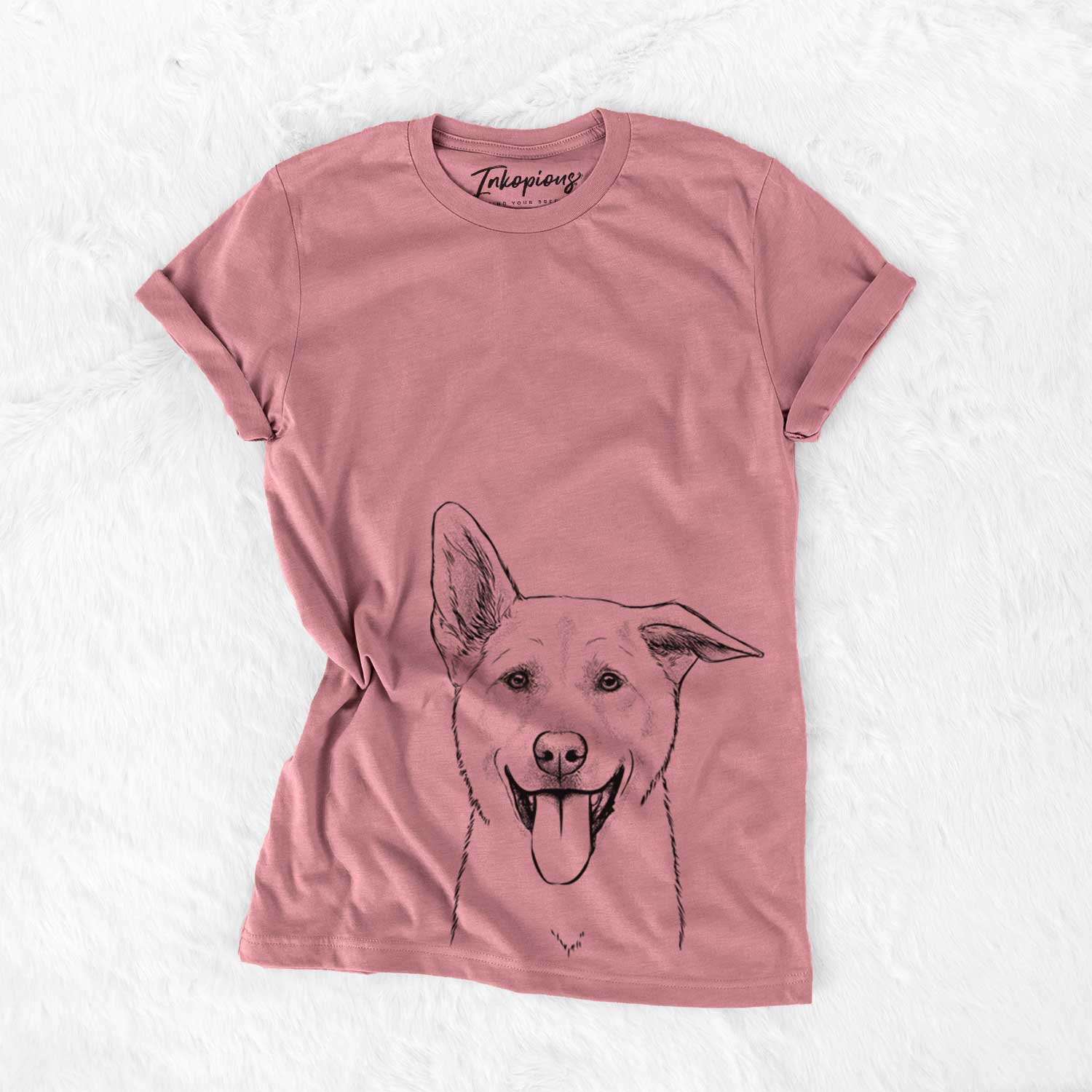Hand-drawn sketch of Hoya the Korean Jindo on a Mauve Unisex crewneck