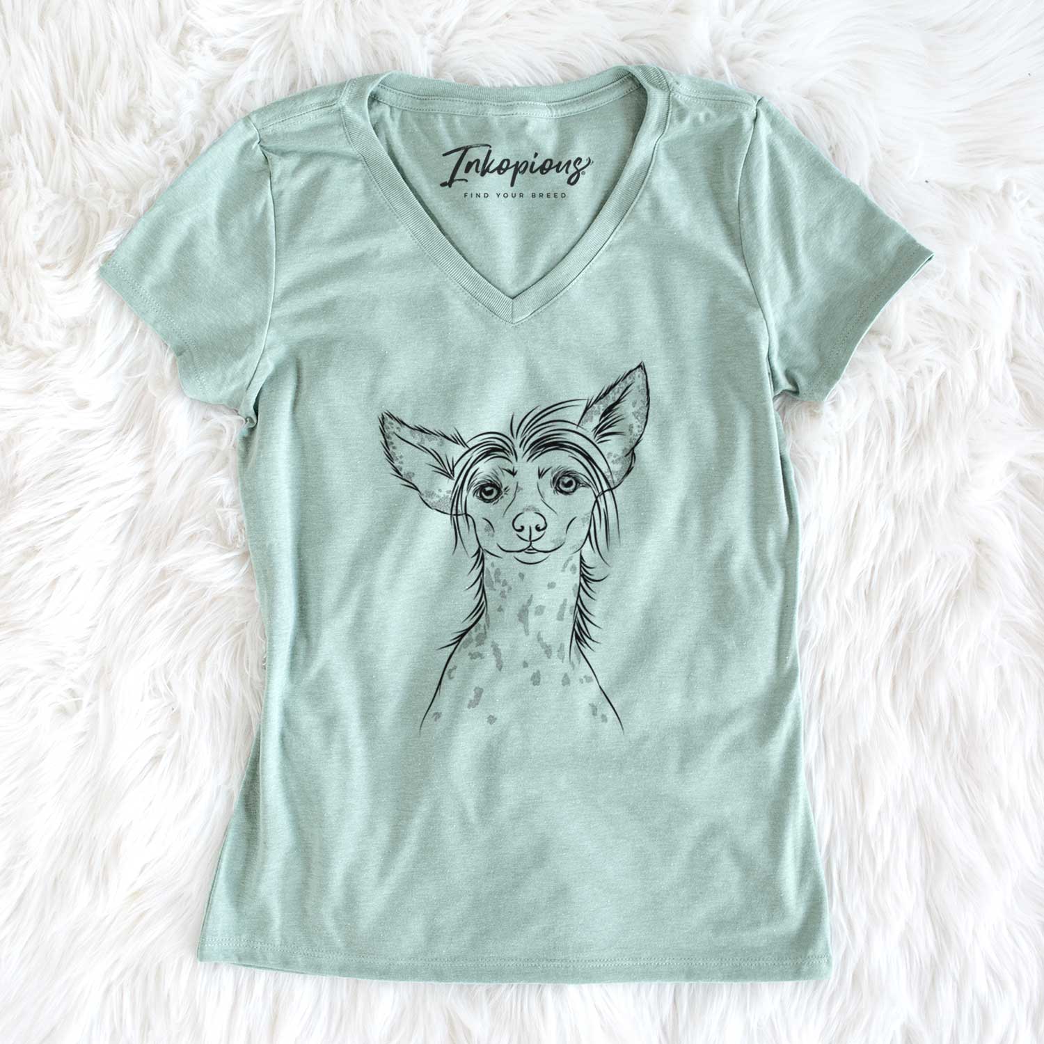 Bare Hudson the Chinese Crested - Women's V-neck Shirt