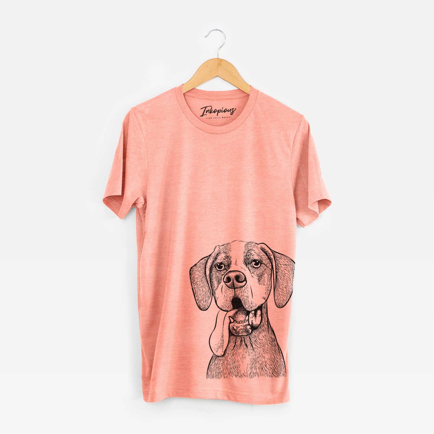 Hand-drawn sketch of Irwin the English Pointer on a Sunset Bella Canvas Unisex Crewneck