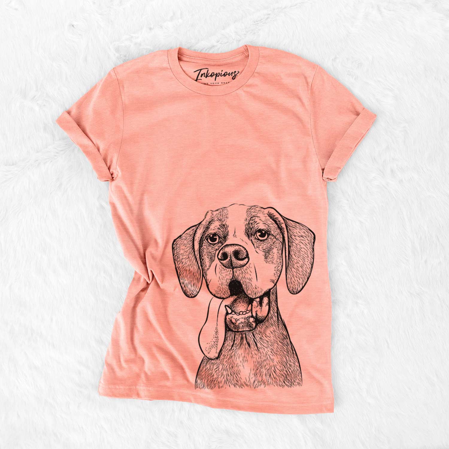 Hand-drawn sketch of Irwin the English Pointer on a Sunset Bella Canvas Unisex Crewneck