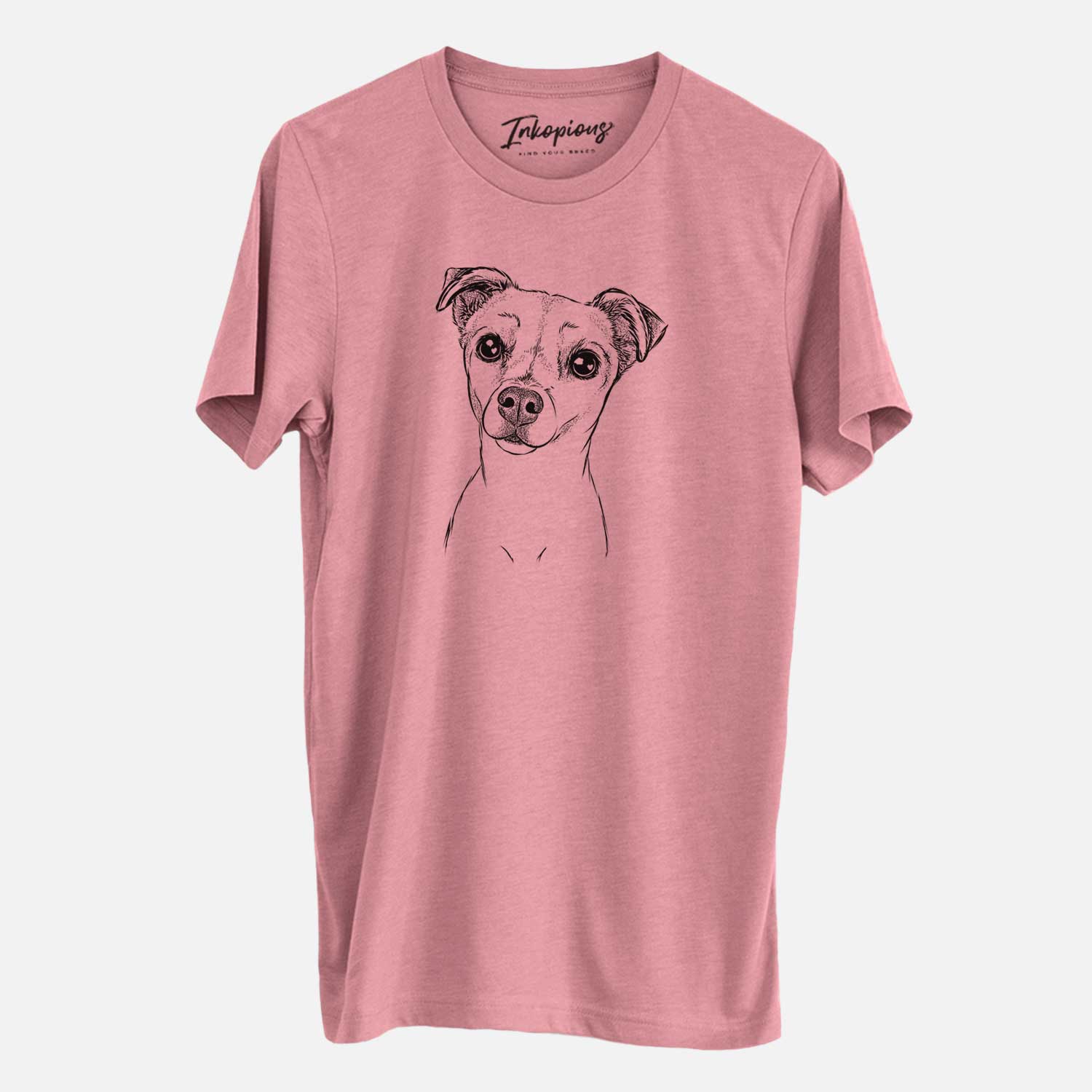 Hand-drawn sketch of Izzy the Chiweenie on a Mauve Unisex crewneck