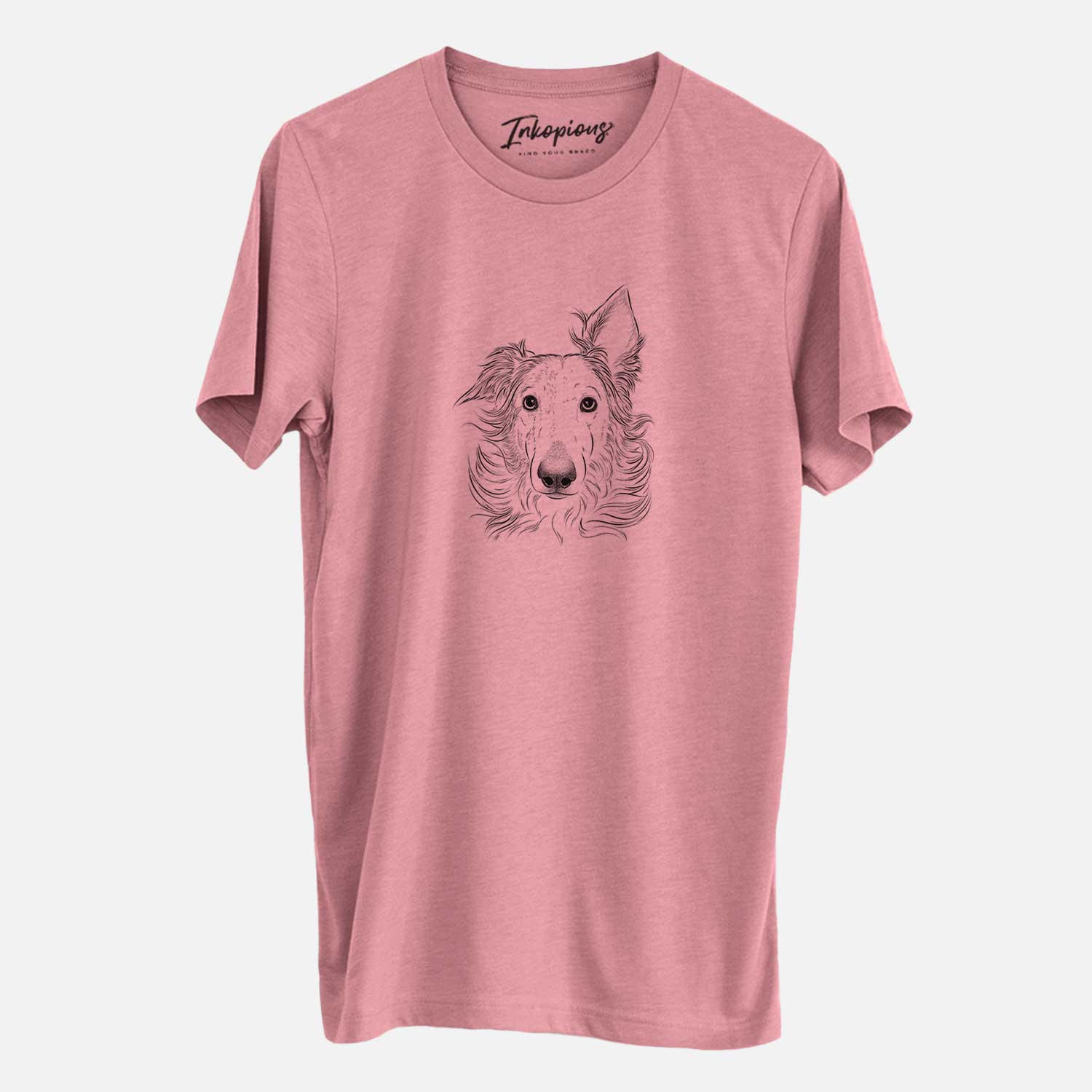 Hand-drawn sketch of Jasha the Borzoi on a Mauve Unisex crewneck