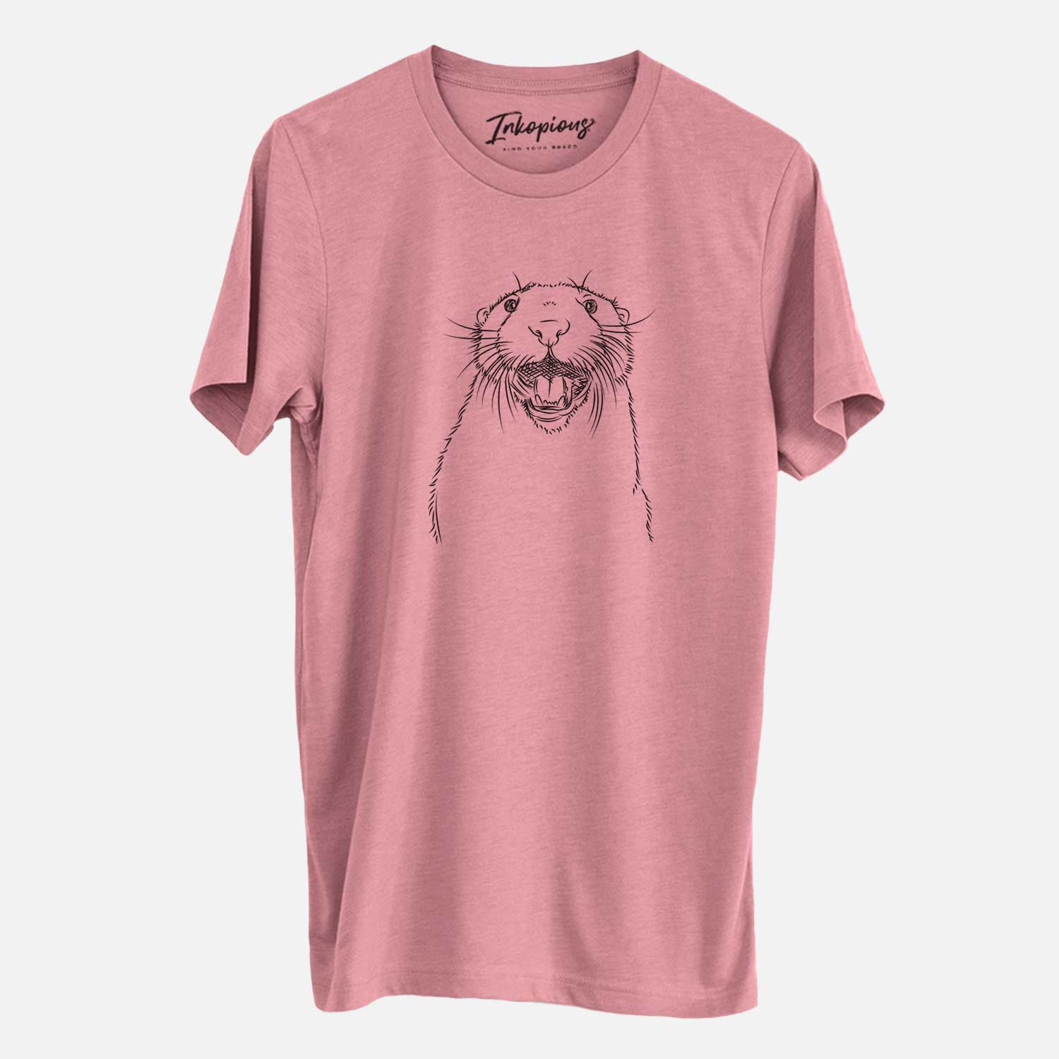 Hand-drawn sketch of Jasper the River Otter on a Mauve Unisex crewneck