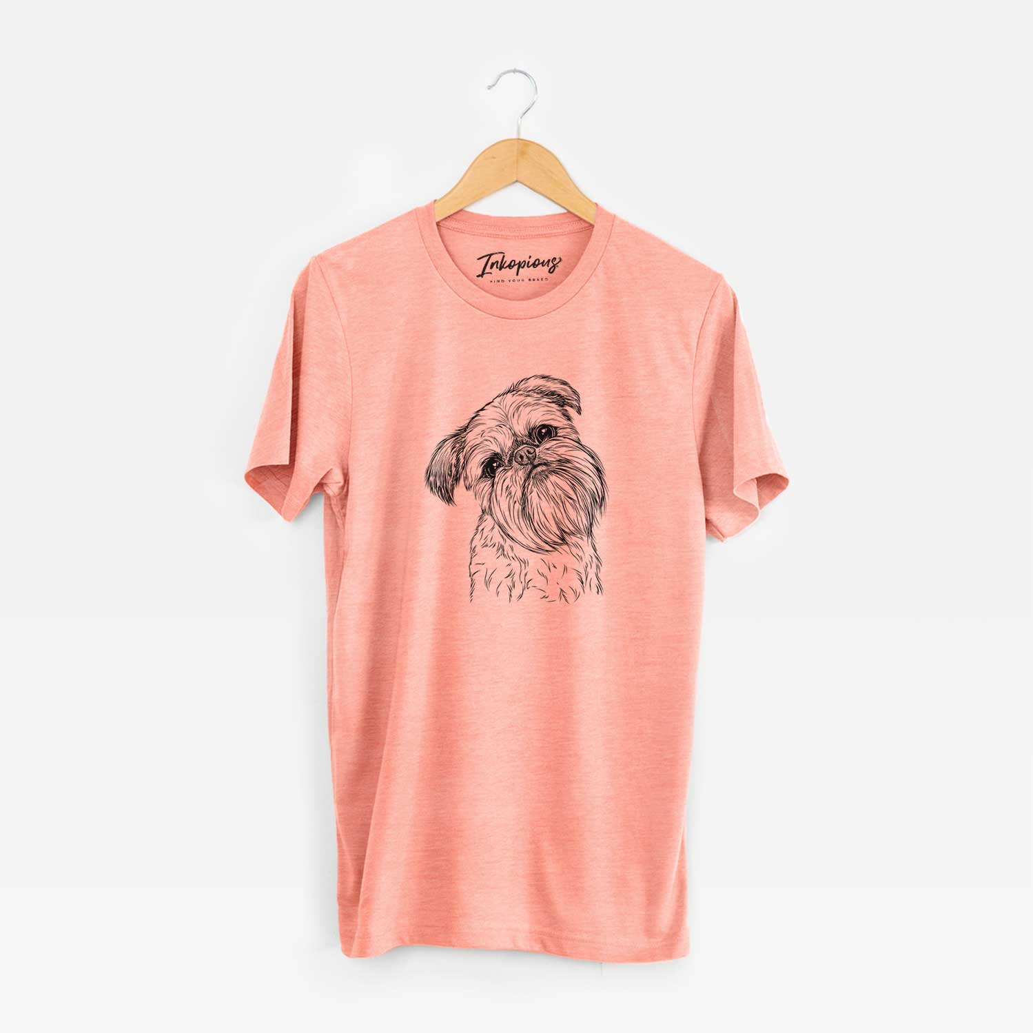Hand-drawn sketch of Jasper Joe the Brussels Griffon on a Sunset Unisex crewneck