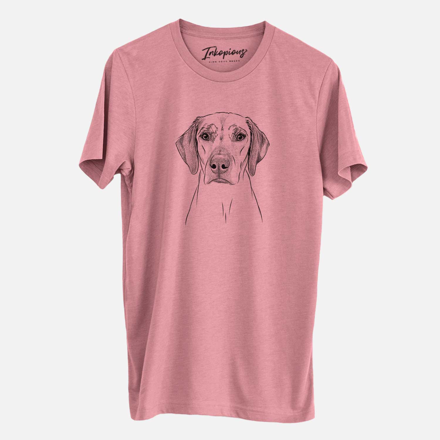 Hand-drawn sketch of Jenga the Rhodesian Ridgeback on a Mauve Unisex crewneck