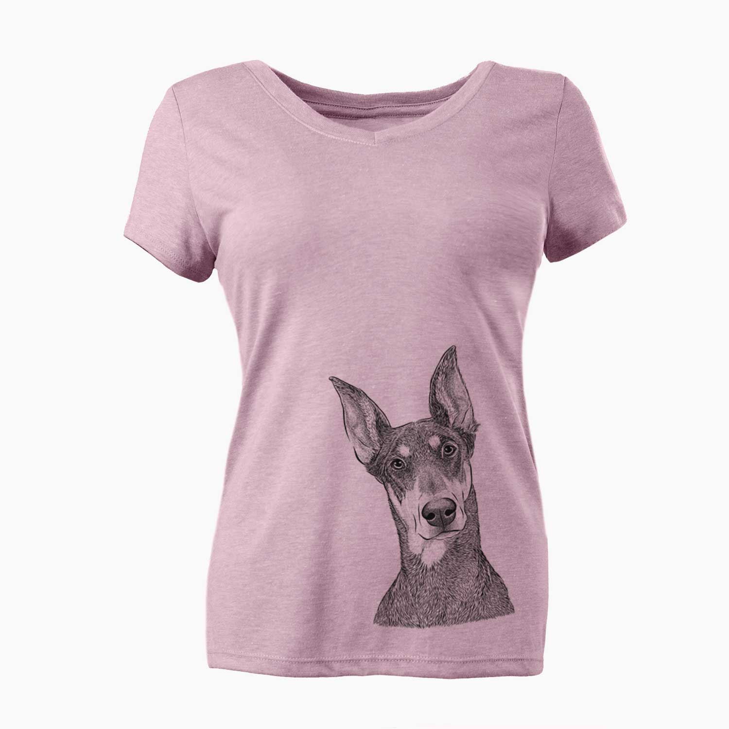 Bare Jenna the Doberman Pinscher - Women's V-neck Shirt