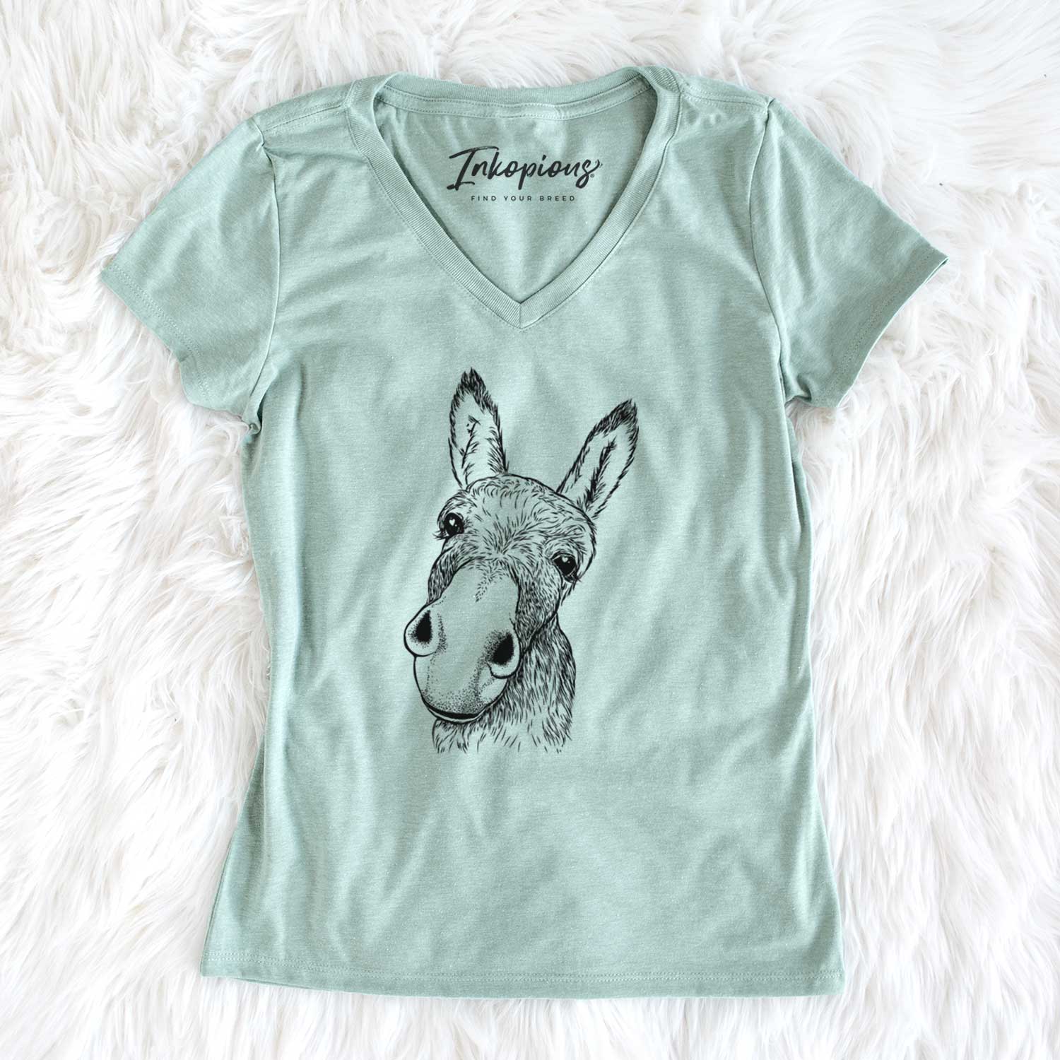Bare Jenny the Donkey - Women's V-neck Shirt
