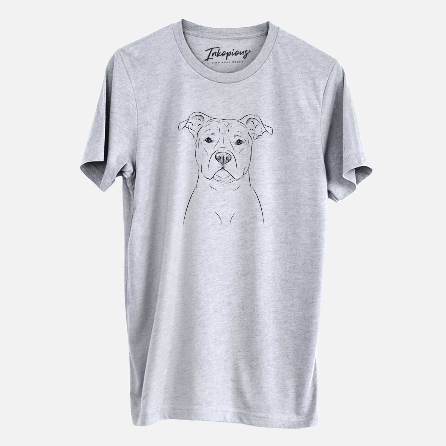 Hand-drawn sketch of Jethro the American Staffordshire Terrier on a Grey Unisex crewneck