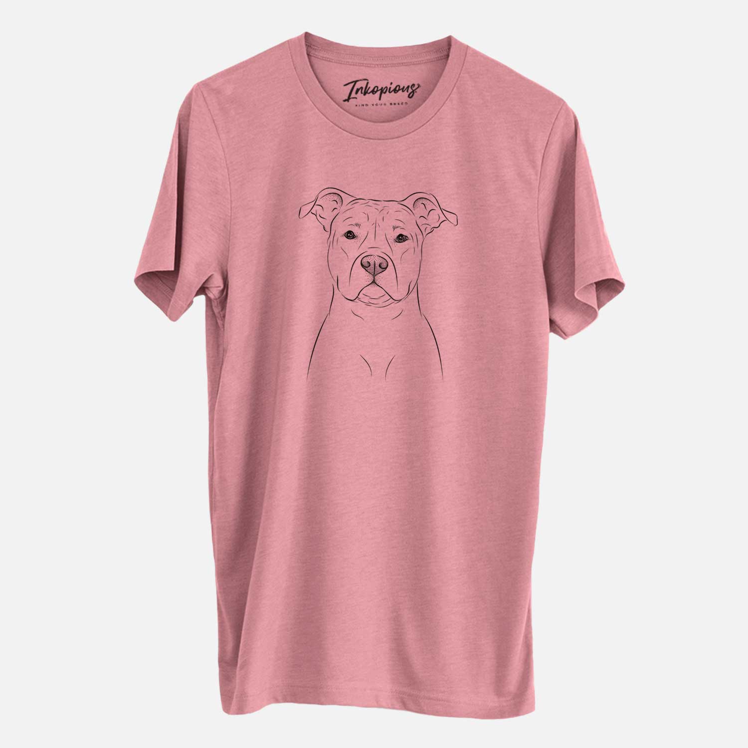 Hand-drawn sketch of Jethro the American Staffordshire Terrier on a Mauve Unisex crewneck