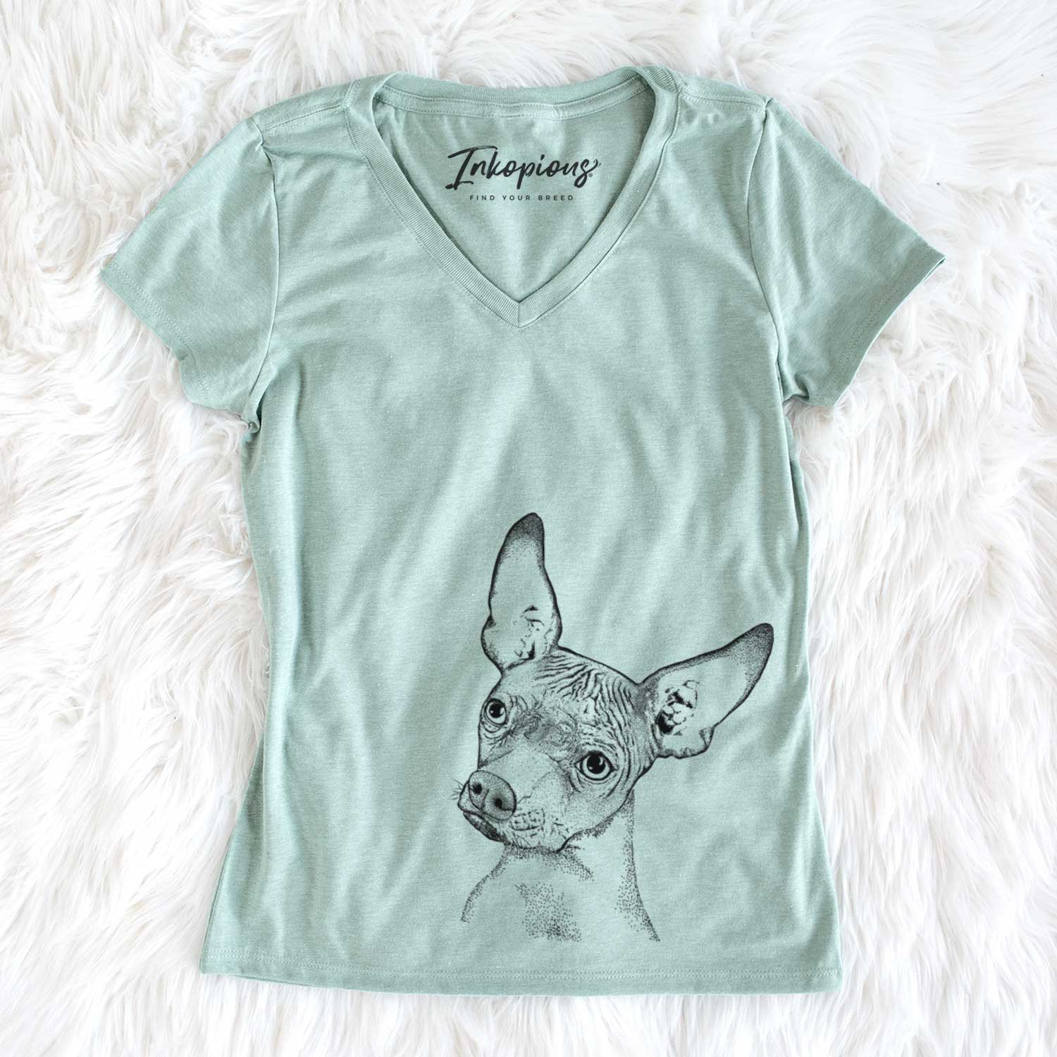 Bare Kahlo the Xoloitzcuintli - Women's V-neck Shirt