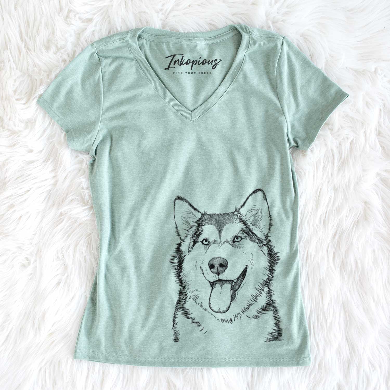 Bare Kaskae the Alaskan Malamute - Women's V-neck Shirt