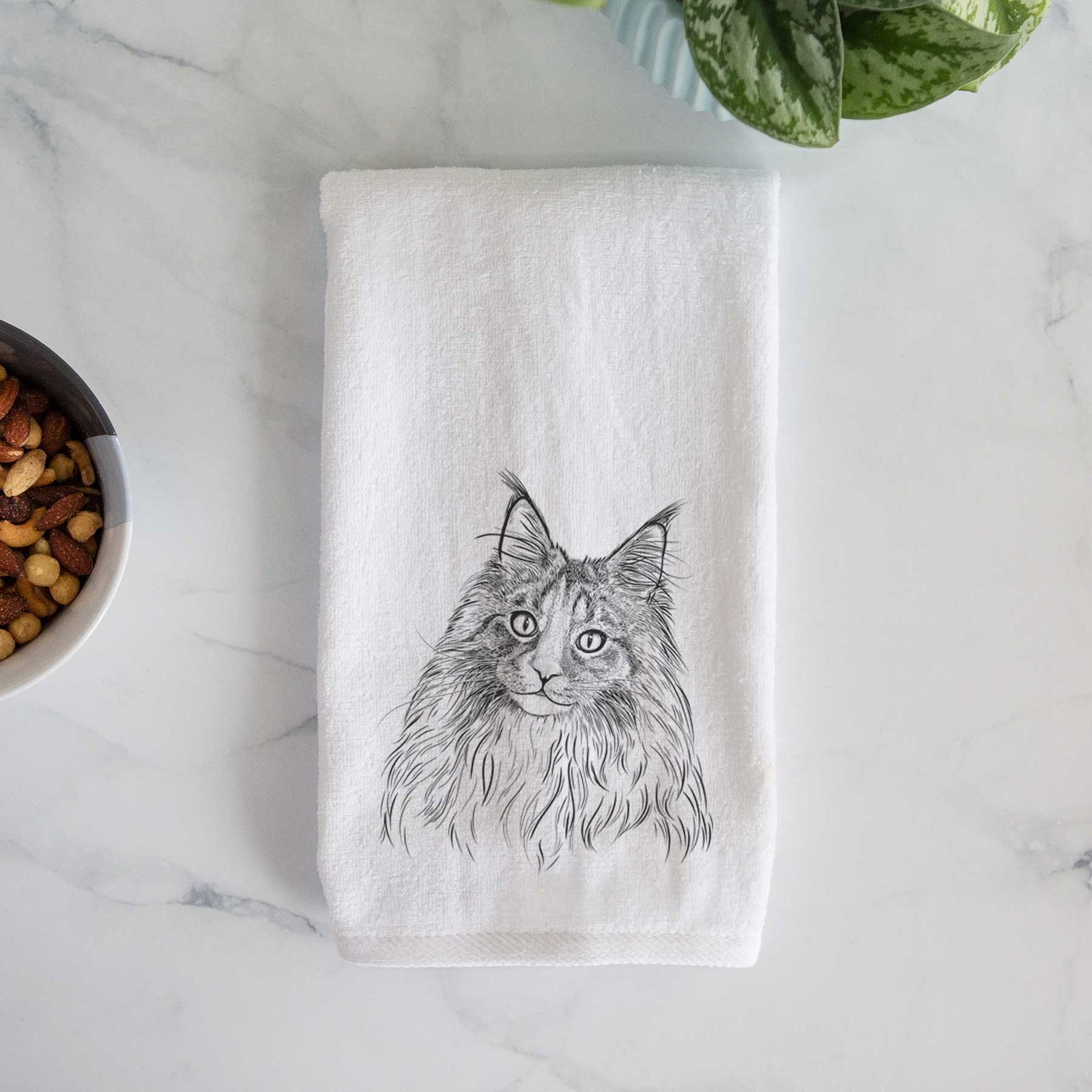 Kiki the Maine Coon Cat Decorative Hand Towel