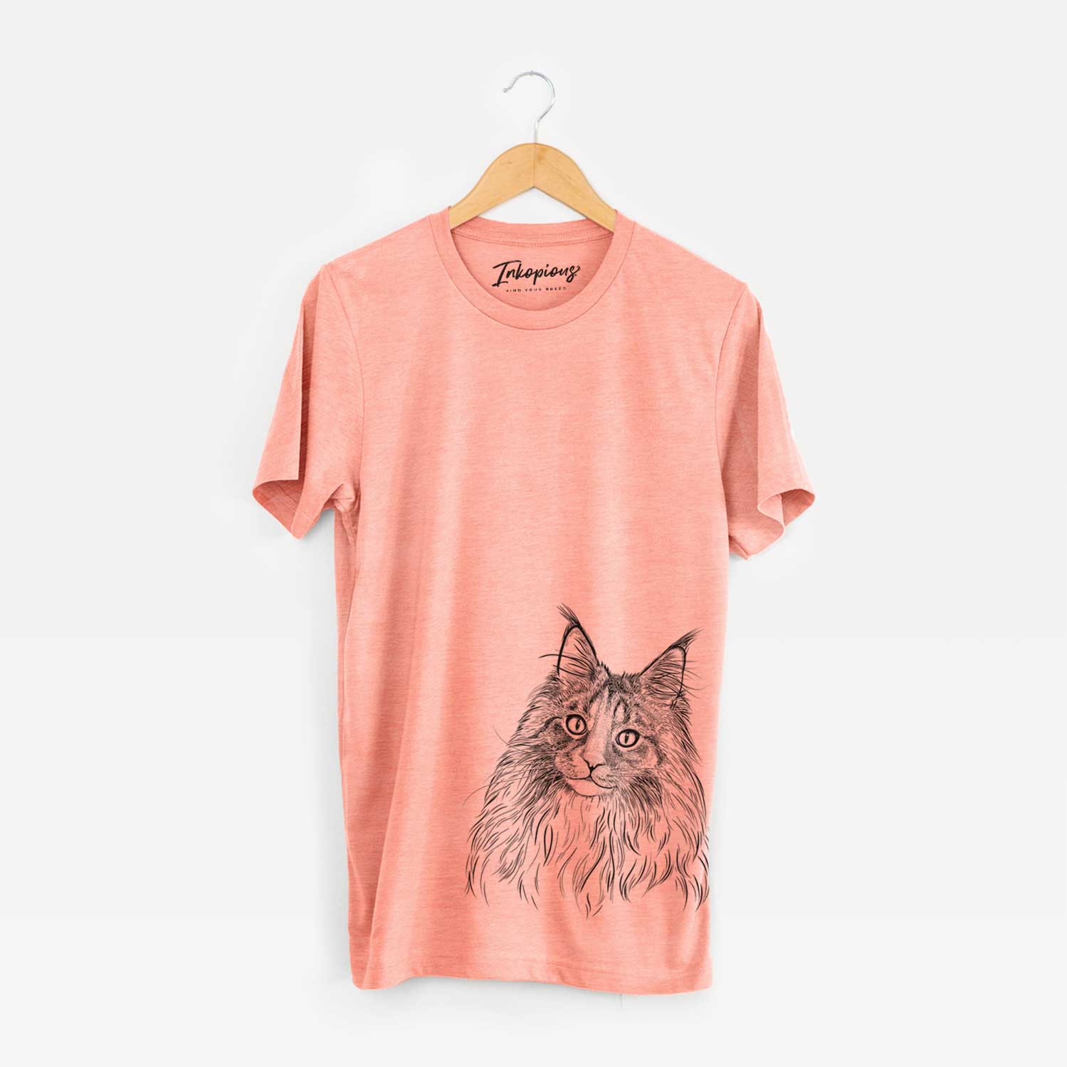 Hand-drawn sketch of Kiki the Maine Coon Cat on a Sunset Unisex crewneck