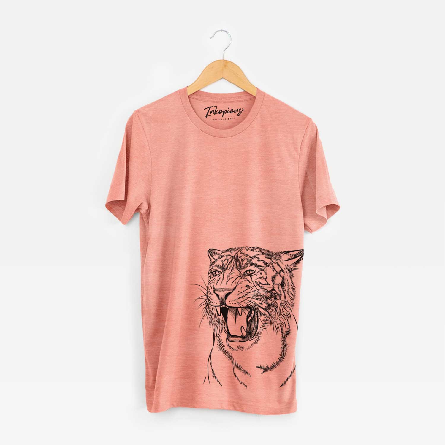 Hand-drawn sketch of King the Tiger on a Sunset Unisex crewneck