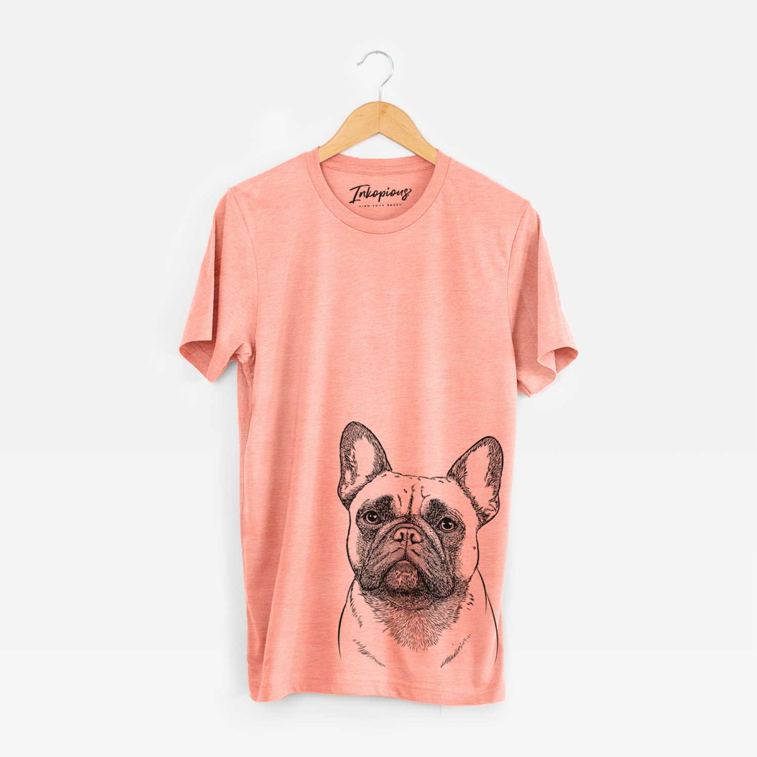 Hand-drawn sketch of Kingsleigh the French Bulldog on a Sunset Unisex crewneck