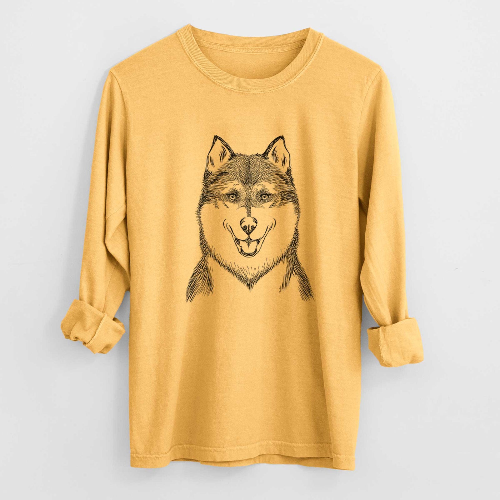 Bare Koda the Siberian Husky - Heavyweight 100% Cotton Long Sleeve