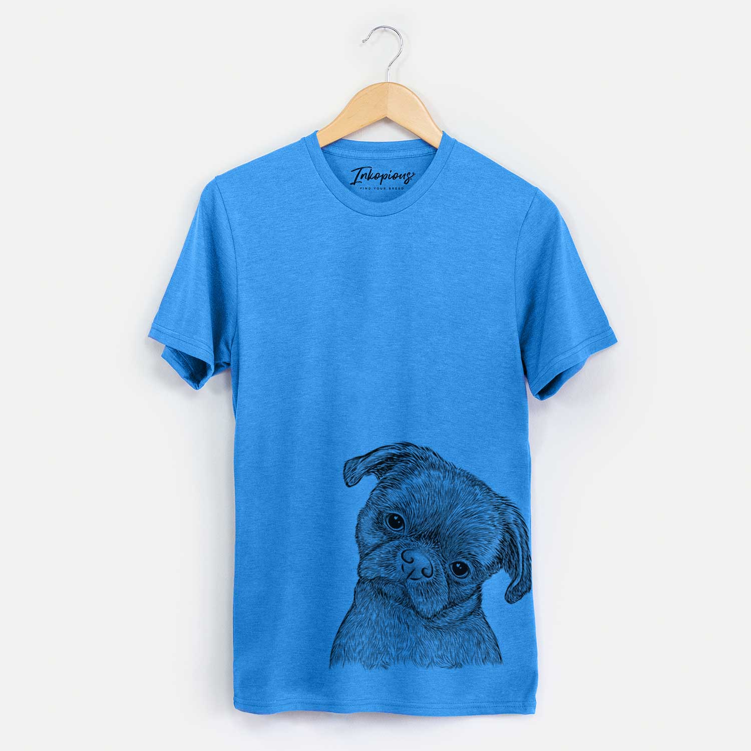 Hand-drawn sketch of Koko the Shih Tzu on a Blue Unisex crewneck