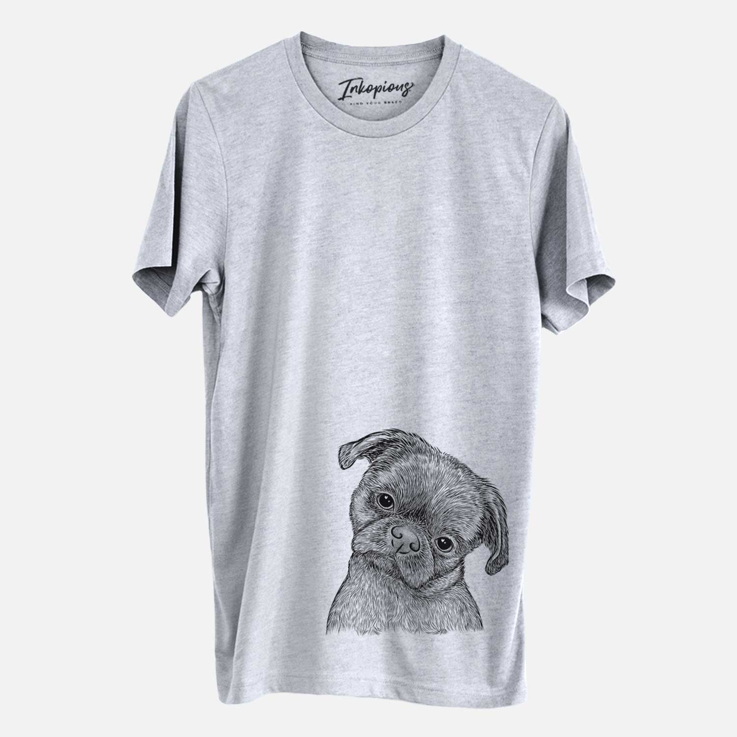 Hand-drawn sketch of Koko the Shih Tzu on a Grey Unisex crewneck