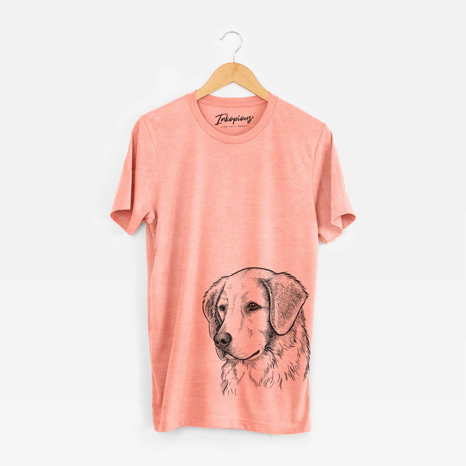 Hand-drawn sketch of Kula the Golden Retriever on a Sunset Unisex crewneck