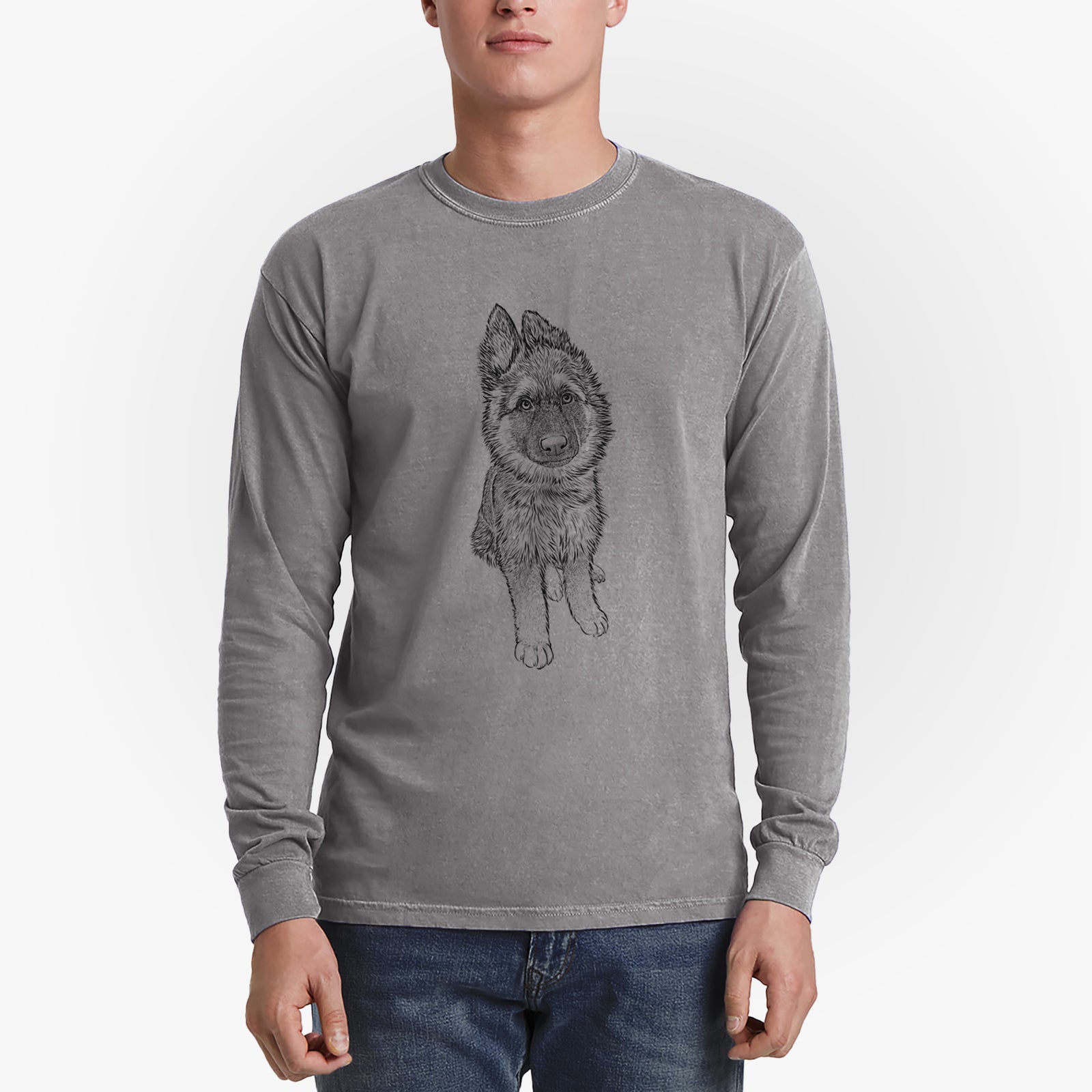 Bare Kuyo the German Shepherd - Heavyweight 100% Cotton Long Sleeve