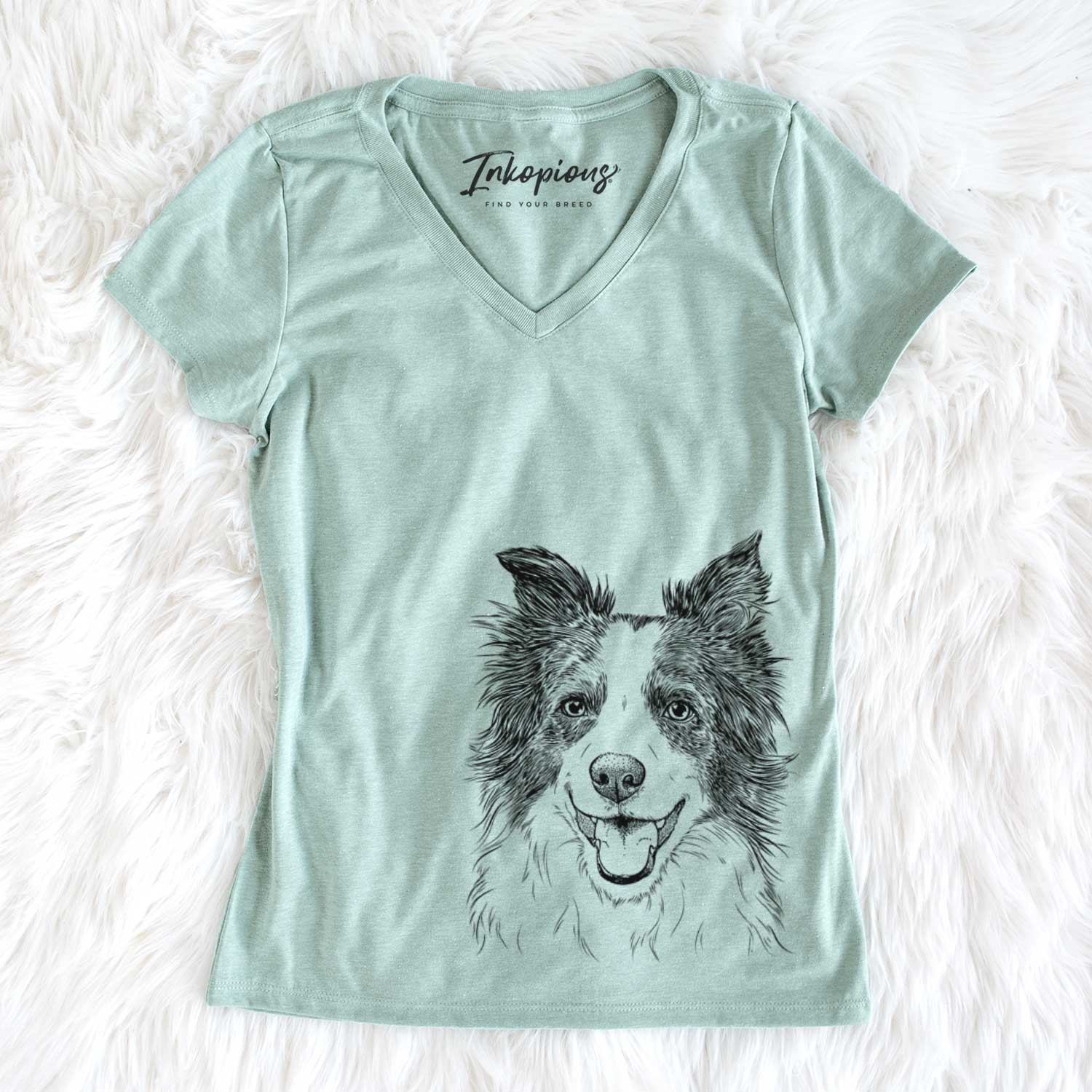 Bare Kylee the Border Collie - Women's V-neck Shirt