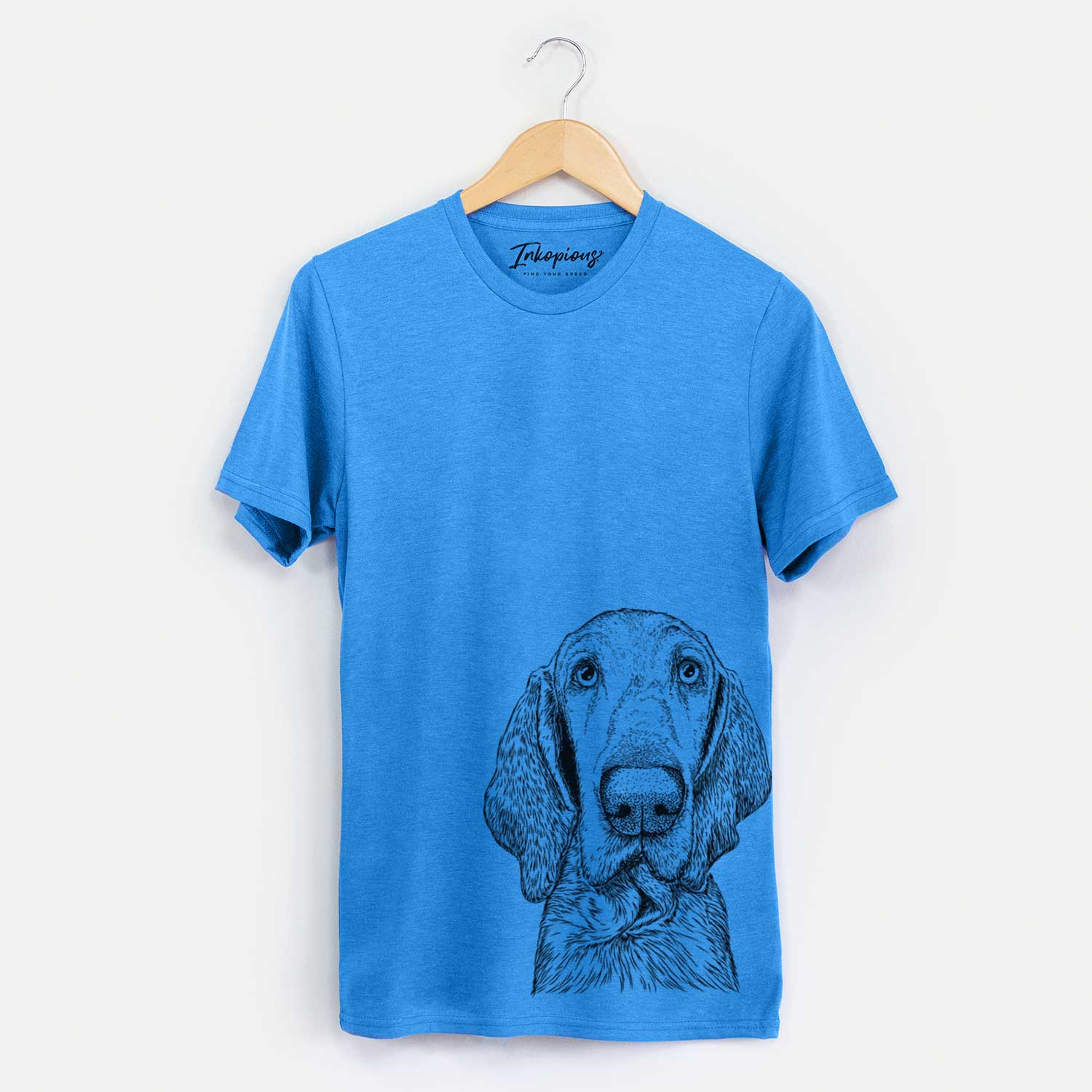 Hand-drawn sketch of Kylie the Bracco Italiano on a Blue Unisex crewneck