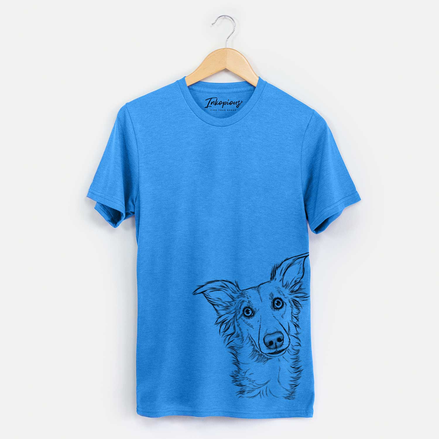 Hand-drawn sketch of Kyu the Windsprite on a Blue Unisex crewneck