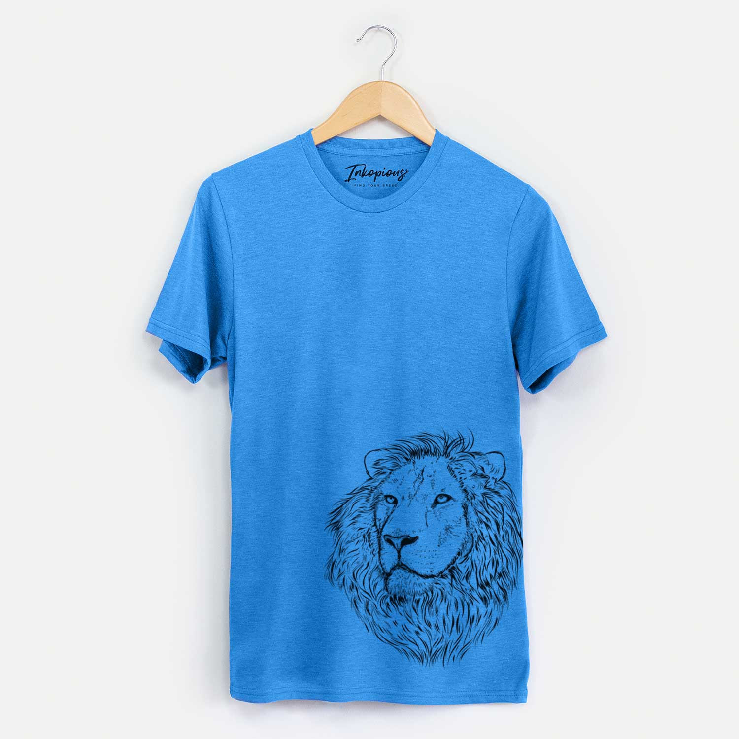Hand-drawn sketch of Lenny the Lion on a Blue Unisex crewneck