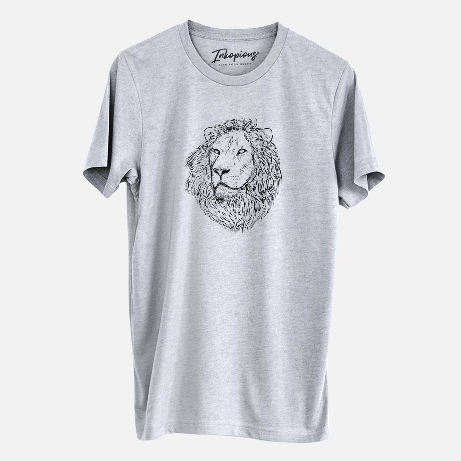 Hand-drawn sketch of Lenny the Lion on a Grey Unisex crewneck
