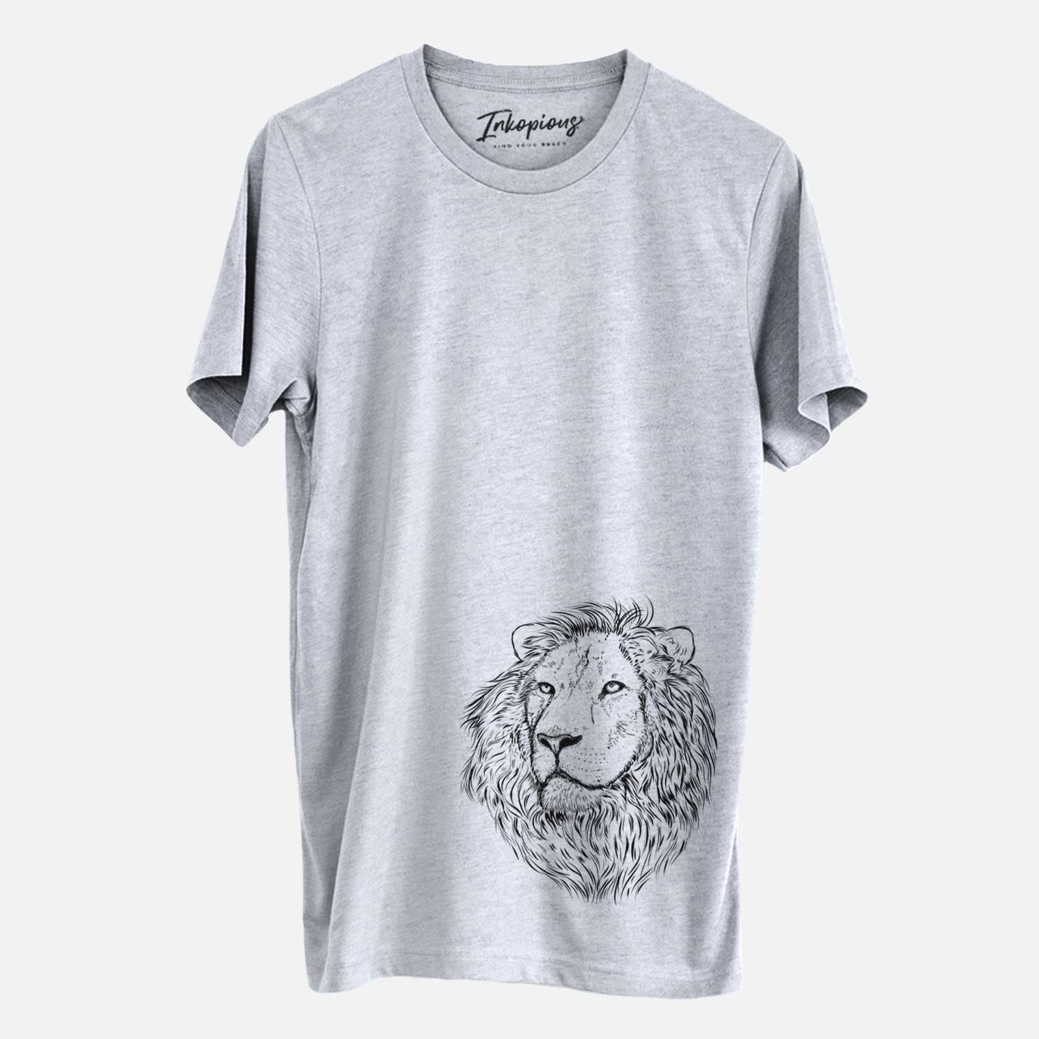 Hand-drawn sketch of Lenny the Lion on a Grey Unisex crewneck