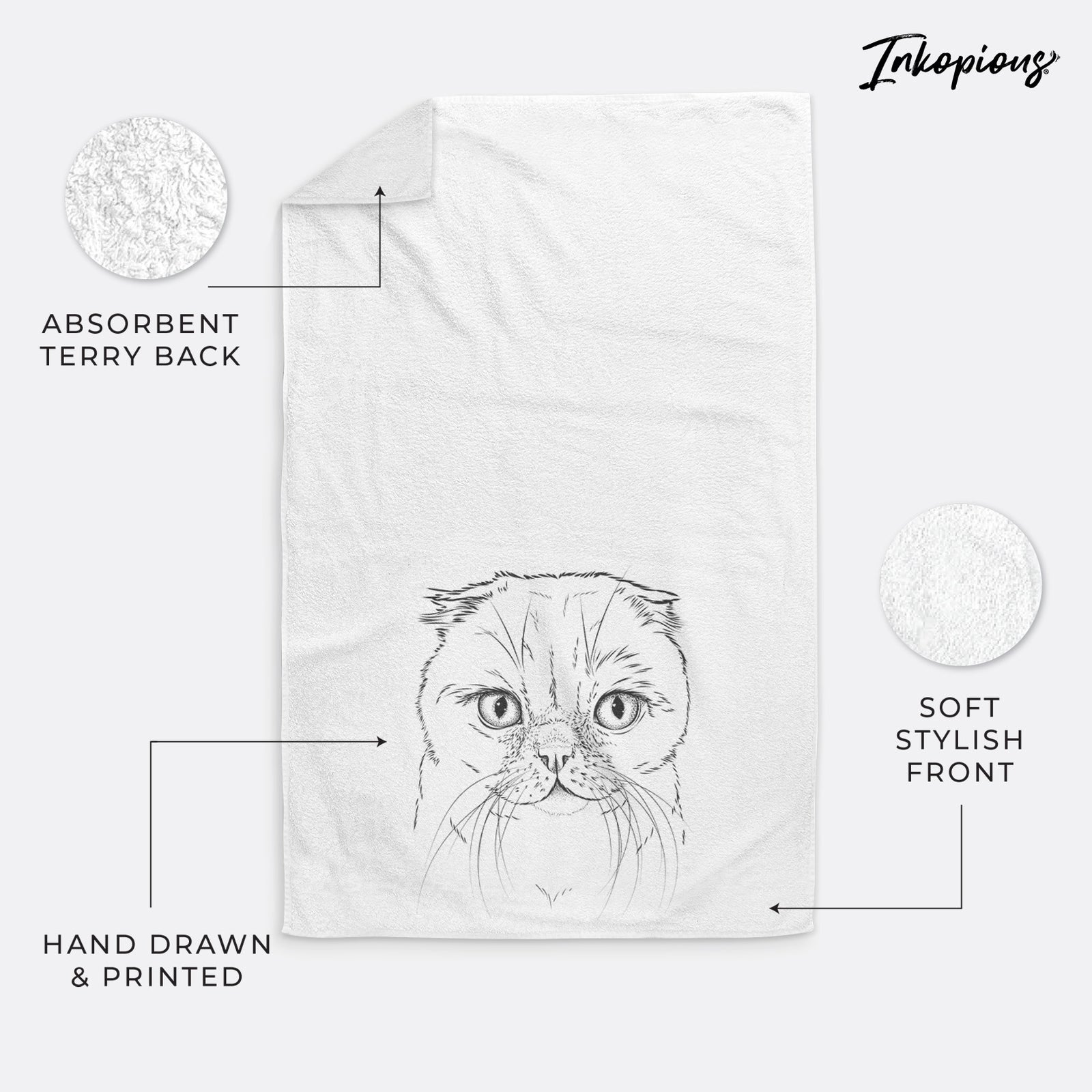 Lina the Exotic Fold Cat Decorative Hand Towel