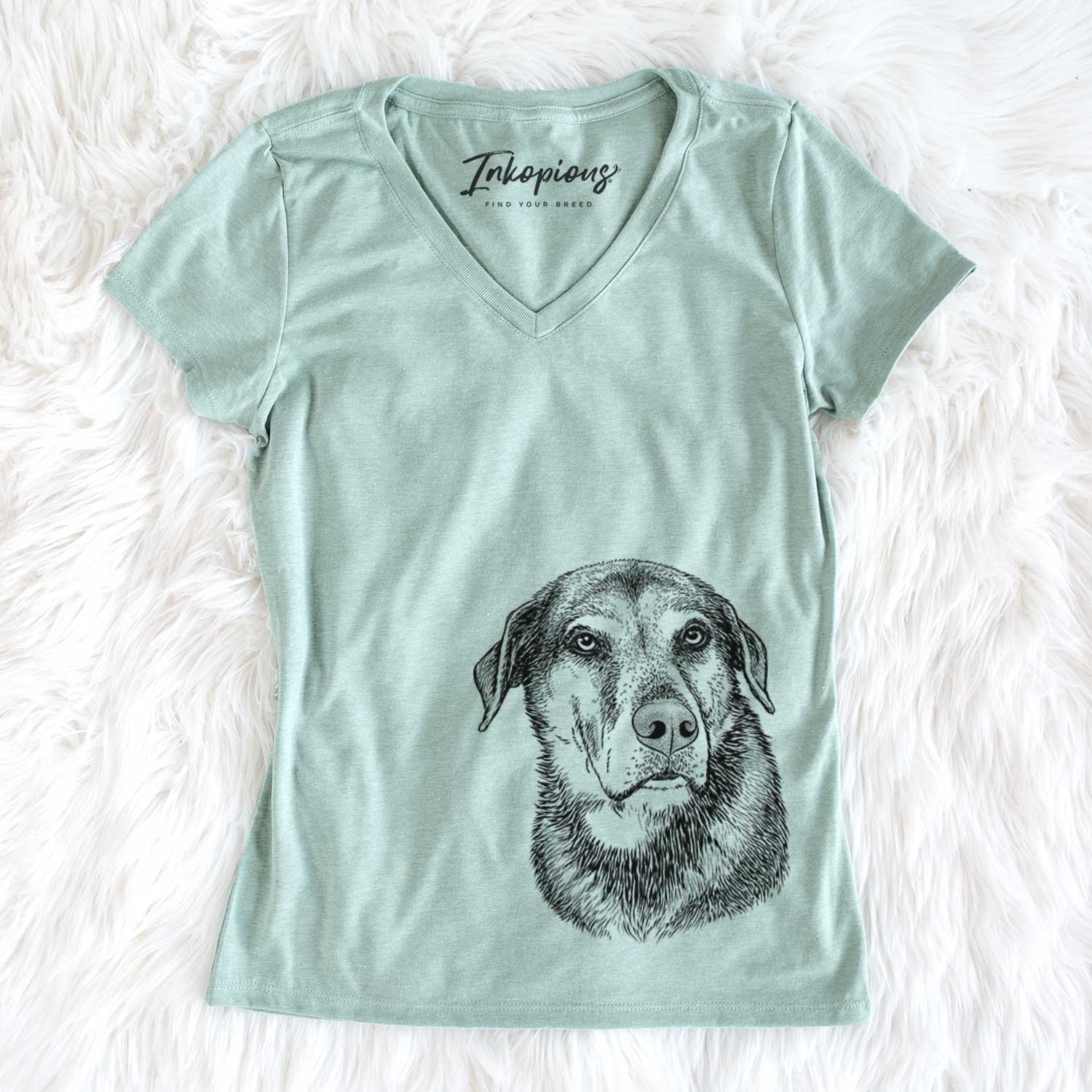 Bare Lobo the Shepherd Mix - Women's V-neck Shirt