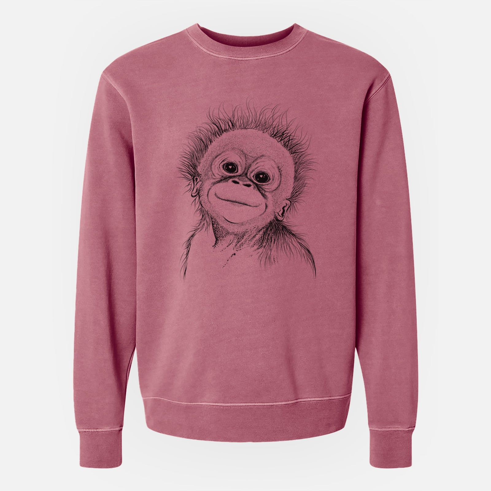Bare Louie the Baby Orangutan - Unisex Pigment Dyed Crew Sweatshirt