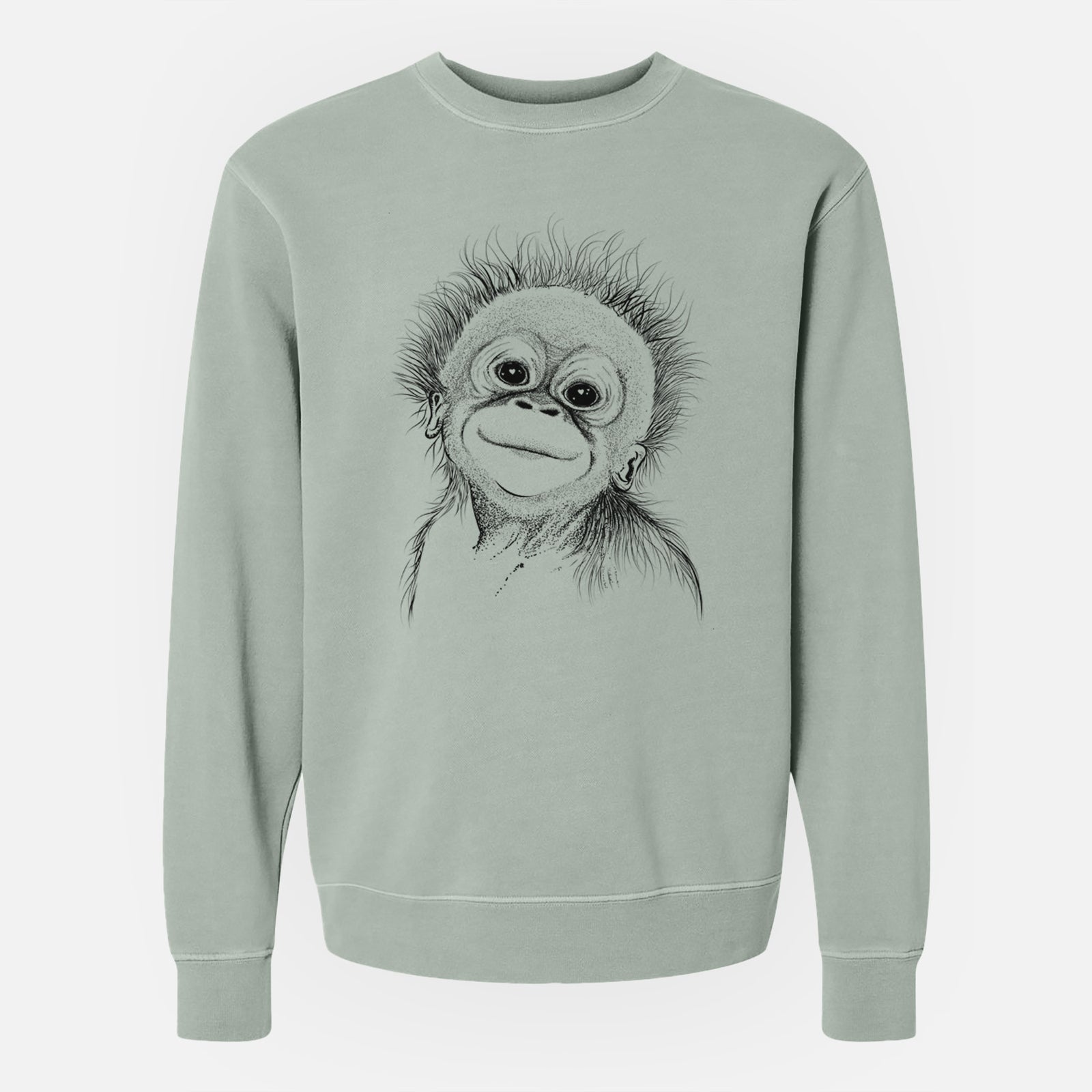 Bare Louie the Baby Orangutan - Unisex Pigment Dyed Crew Sweatshirt