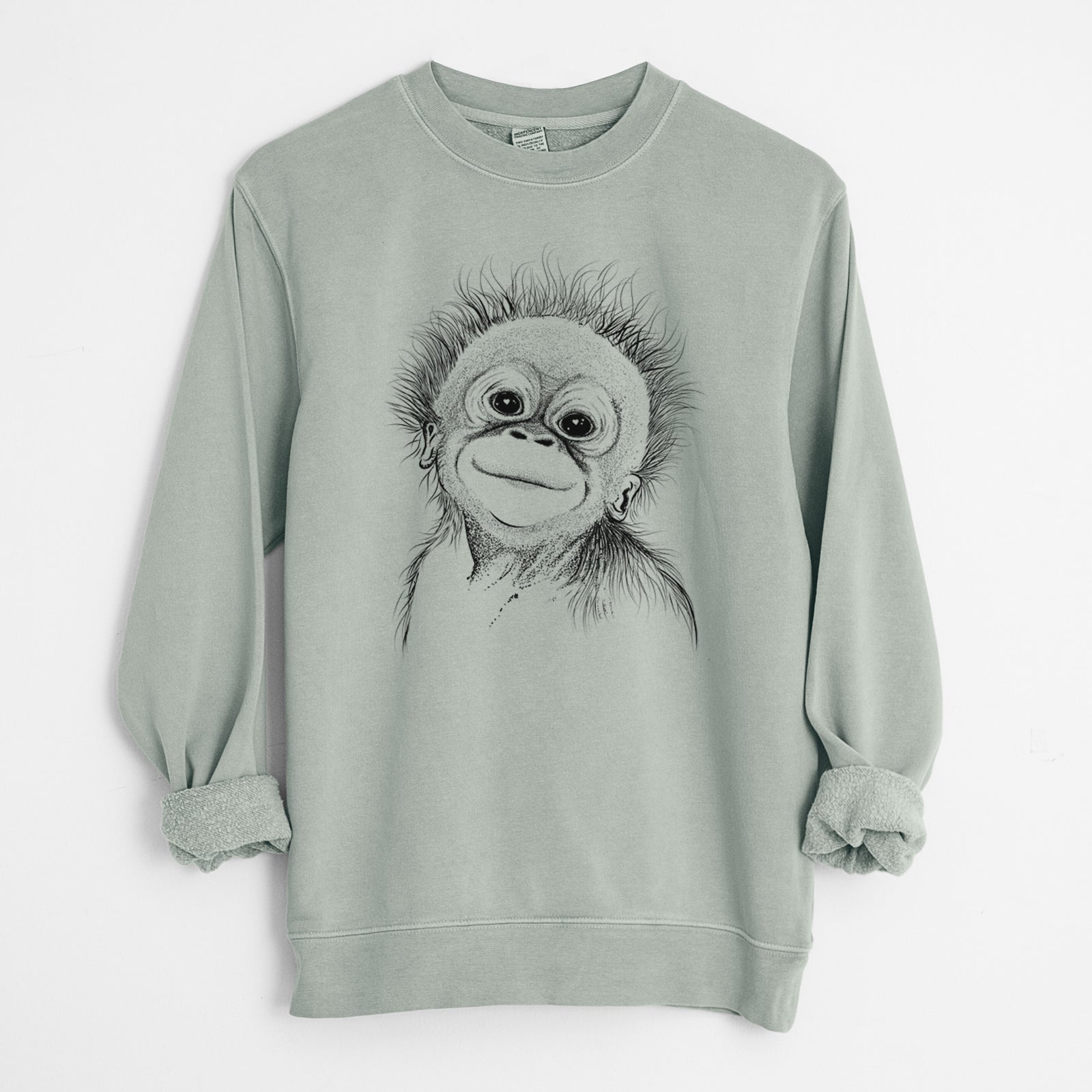 Bare Louie the Baby Orangutan - Unisex Pigment Dyed Crew Sweatshirt