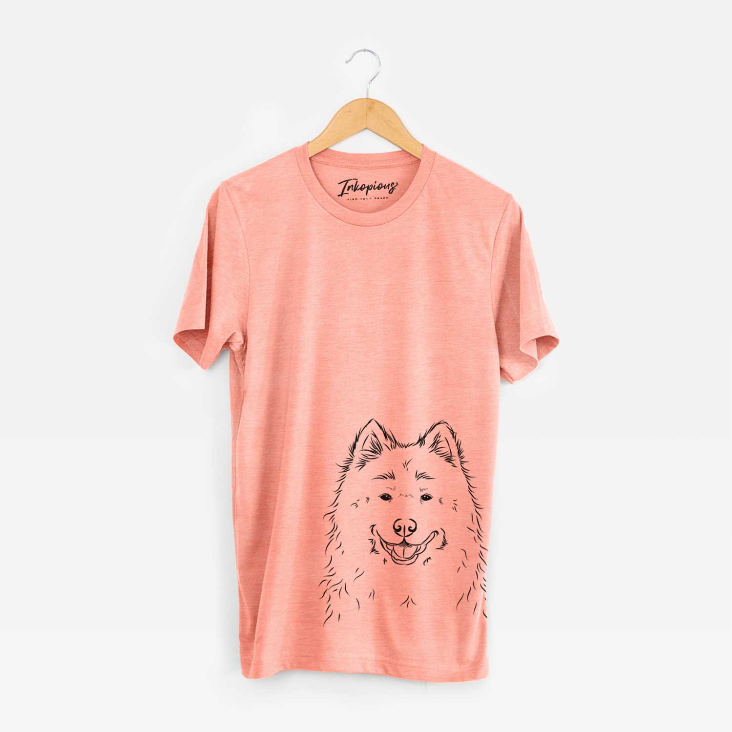 Hand-drawn sketch of Luka the Samoyed on a Sunset Bella Canvas Unisex Crewneck