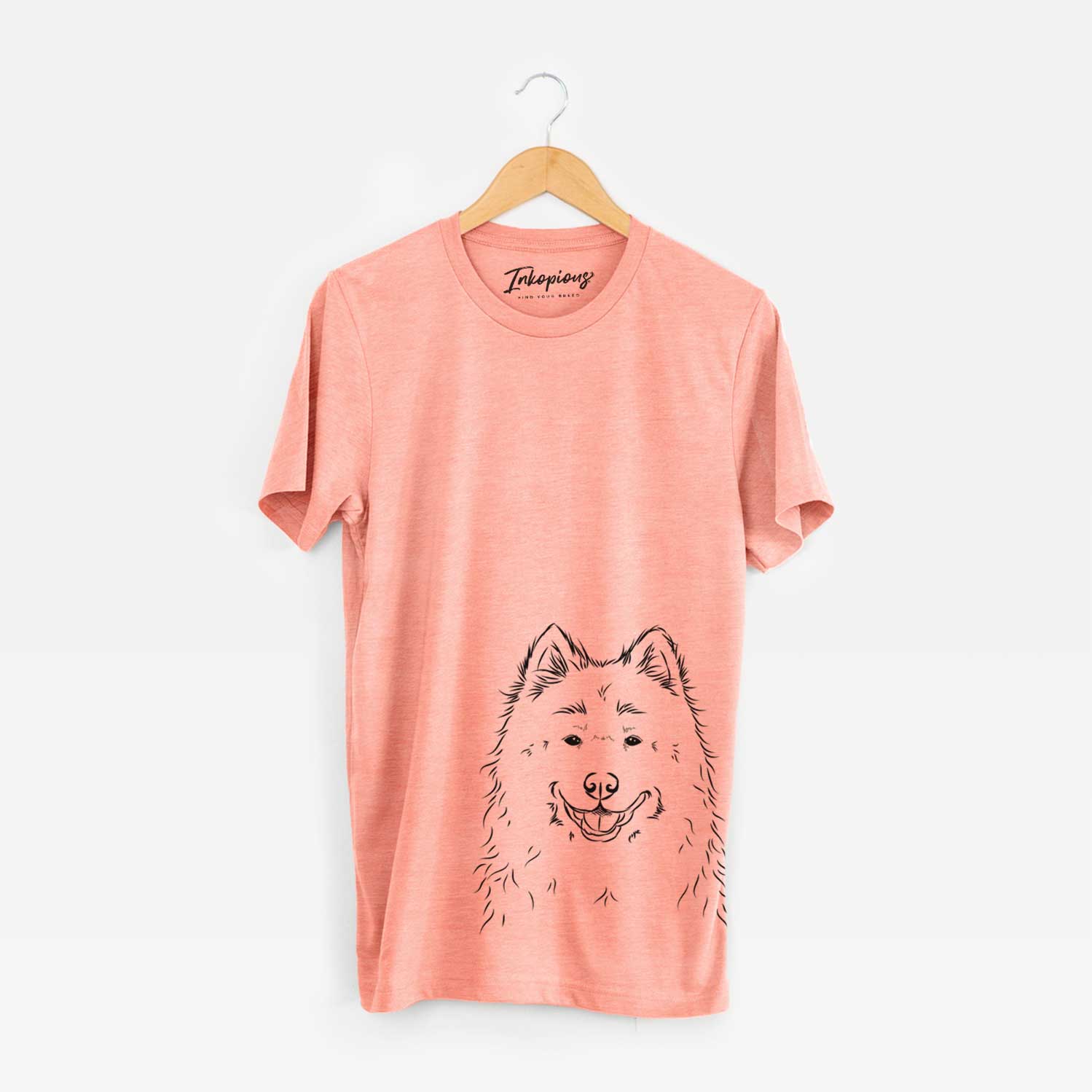 Hand-drawn sketch of Luka the Samoyed on a Sunset Unisex crewneck