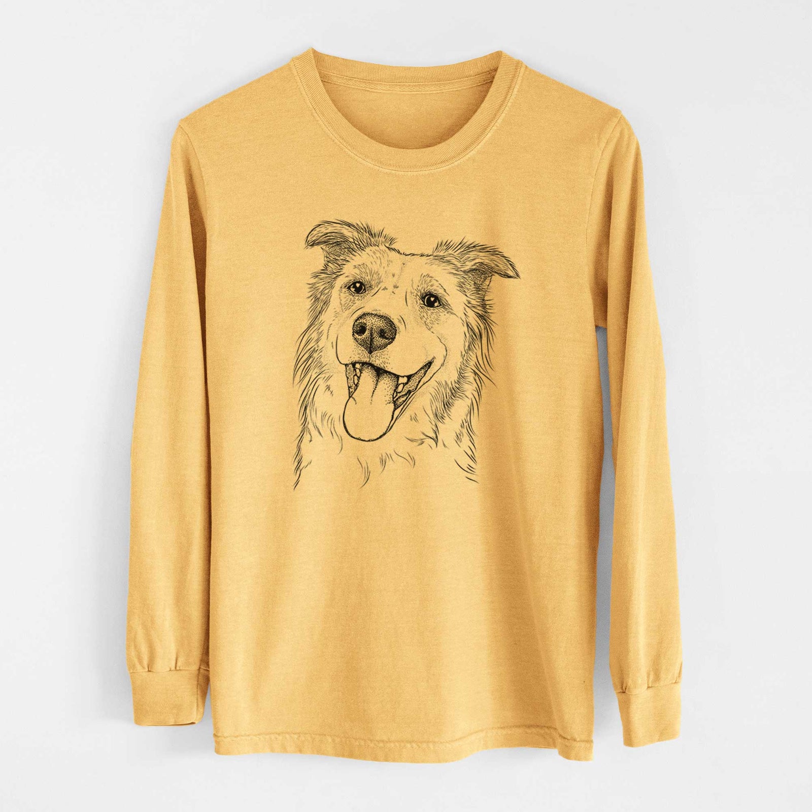 Bare Macaroni the Border Collie - Heavyweight 100% Cotton Long Sleeve