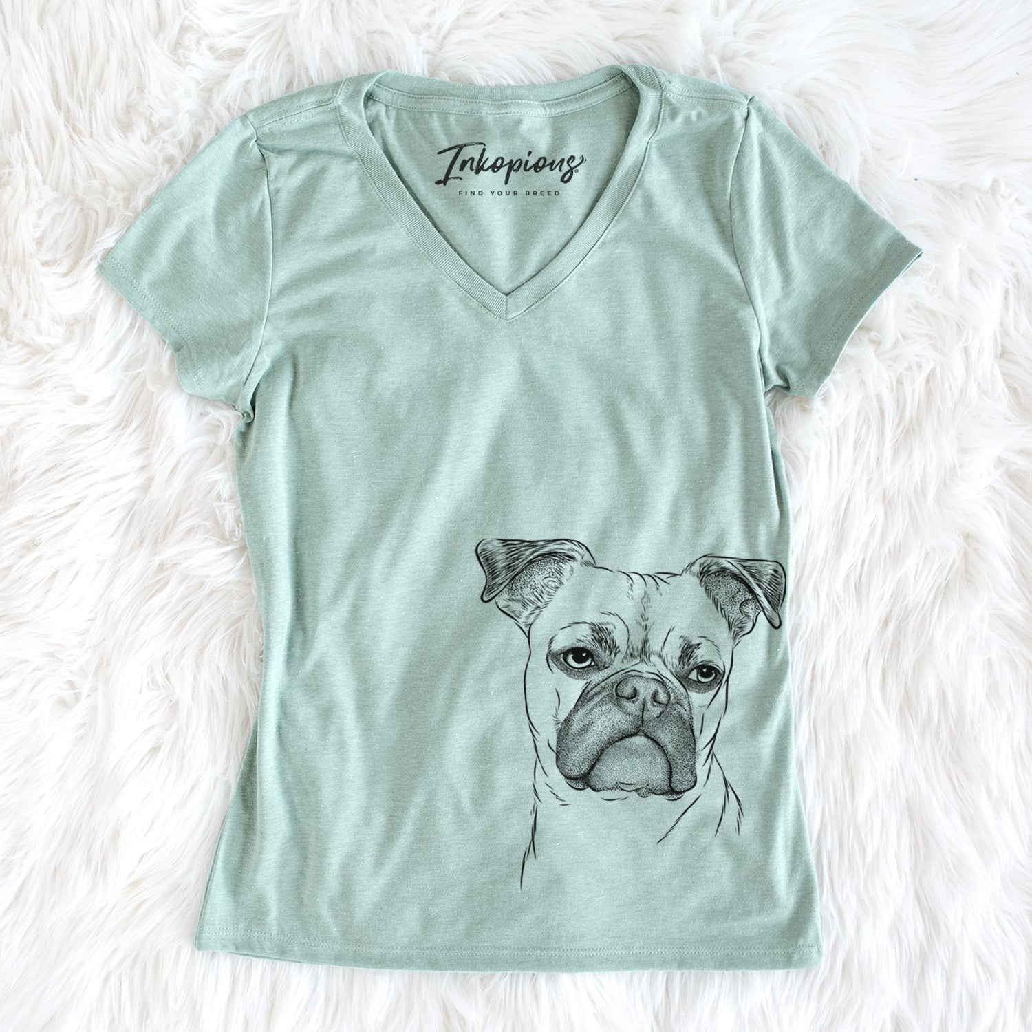 Bare Mack the Bugg (Boston Terrier/Pug) - Women's V-neck Shirt