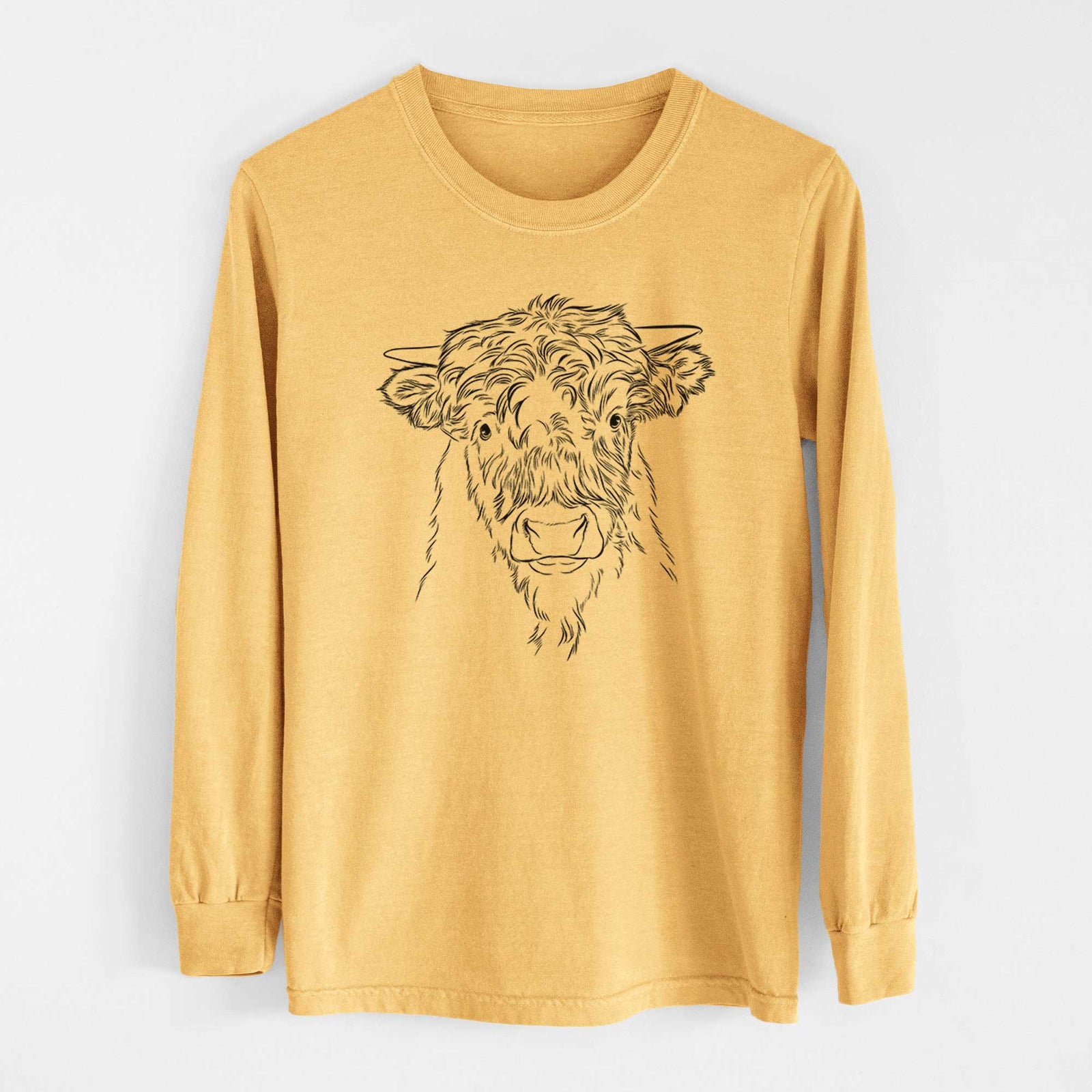 Bare Mack the Scottish Highland Cow - Heavyweight 100% Cotton Long Sleeve