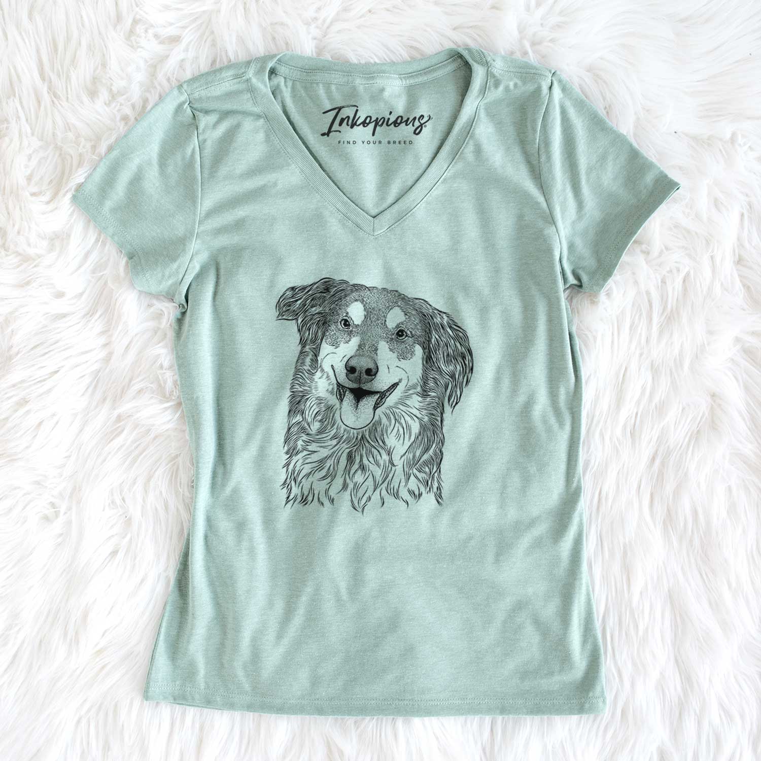 Bare Maddie the English Shepherd - Women's V-neck Shirt