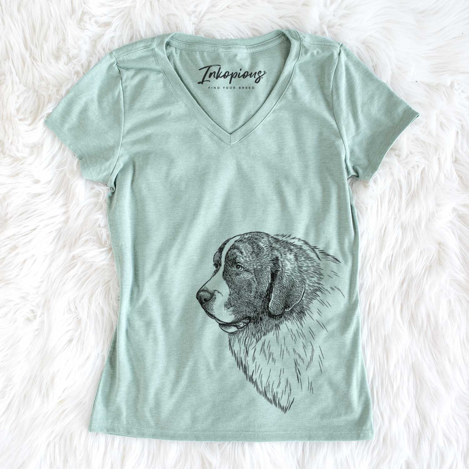 Bare Magnus the Pyrenean Mastiff - Women's V-neck Shirt
