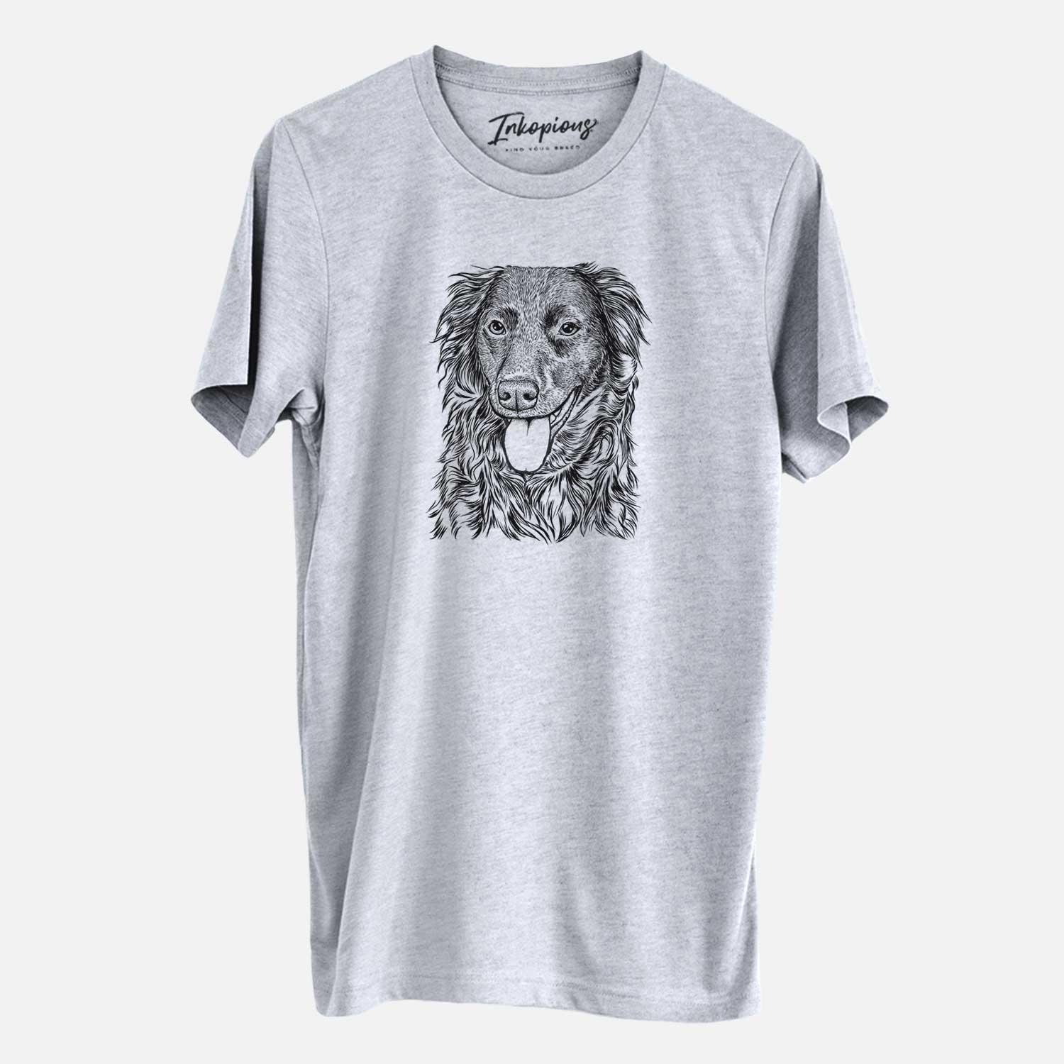 Hand-drawn sketch of Maisie Mae the Aussiedor on a Grey Unisex crewneck