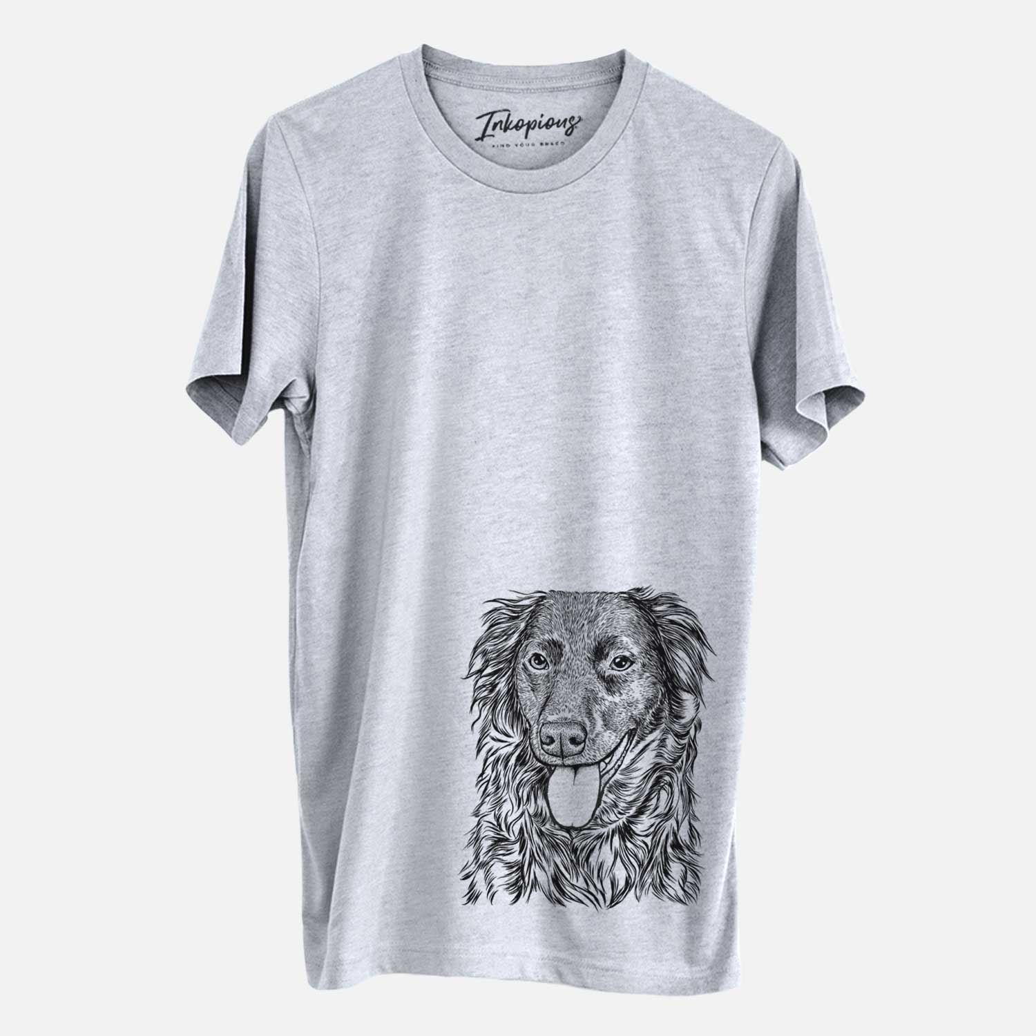 Hand-drawn sketch of Maisie Mae the Aussiedor on a Grey Unisex crewneck