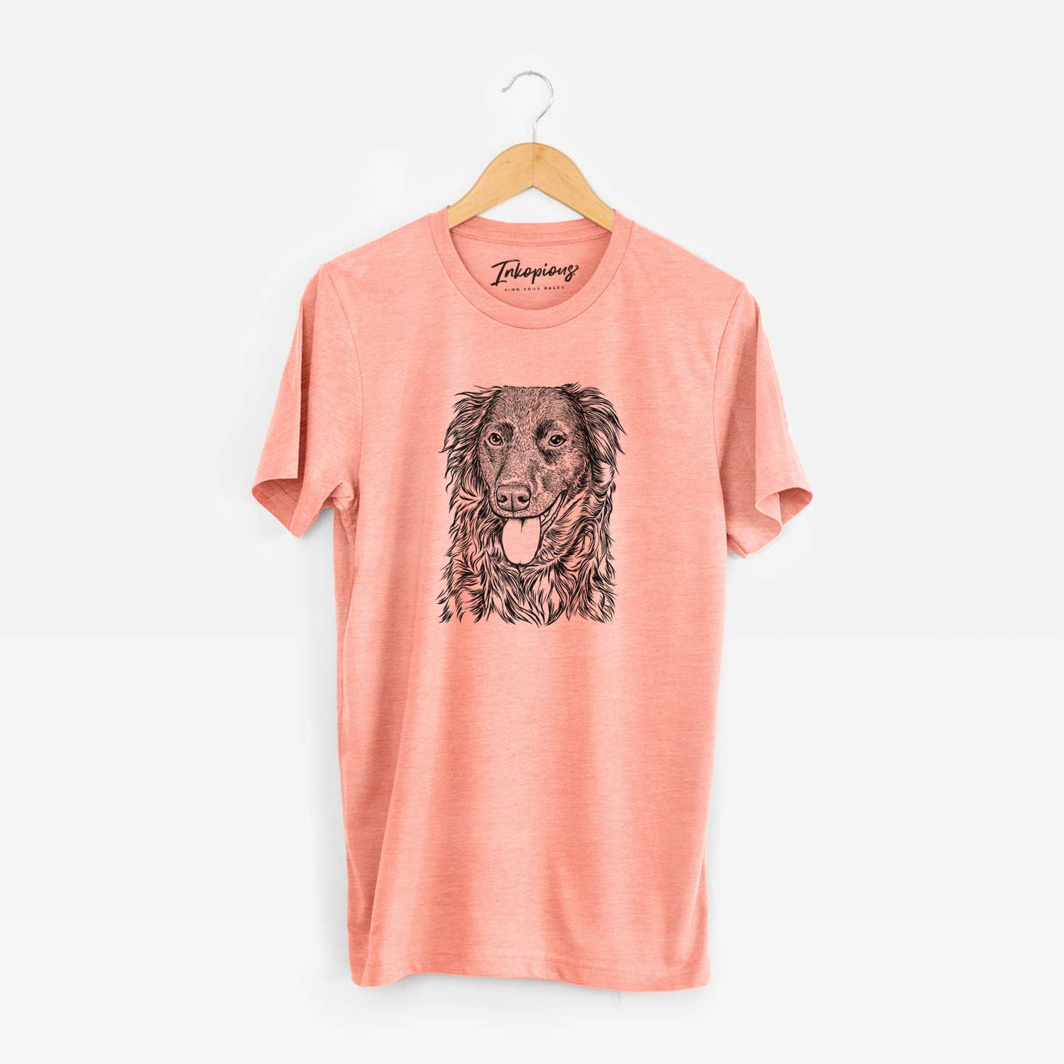 Hand-drawn sketch of Maisie Mae the Aussiedor on a Sunset Unisex crewneck