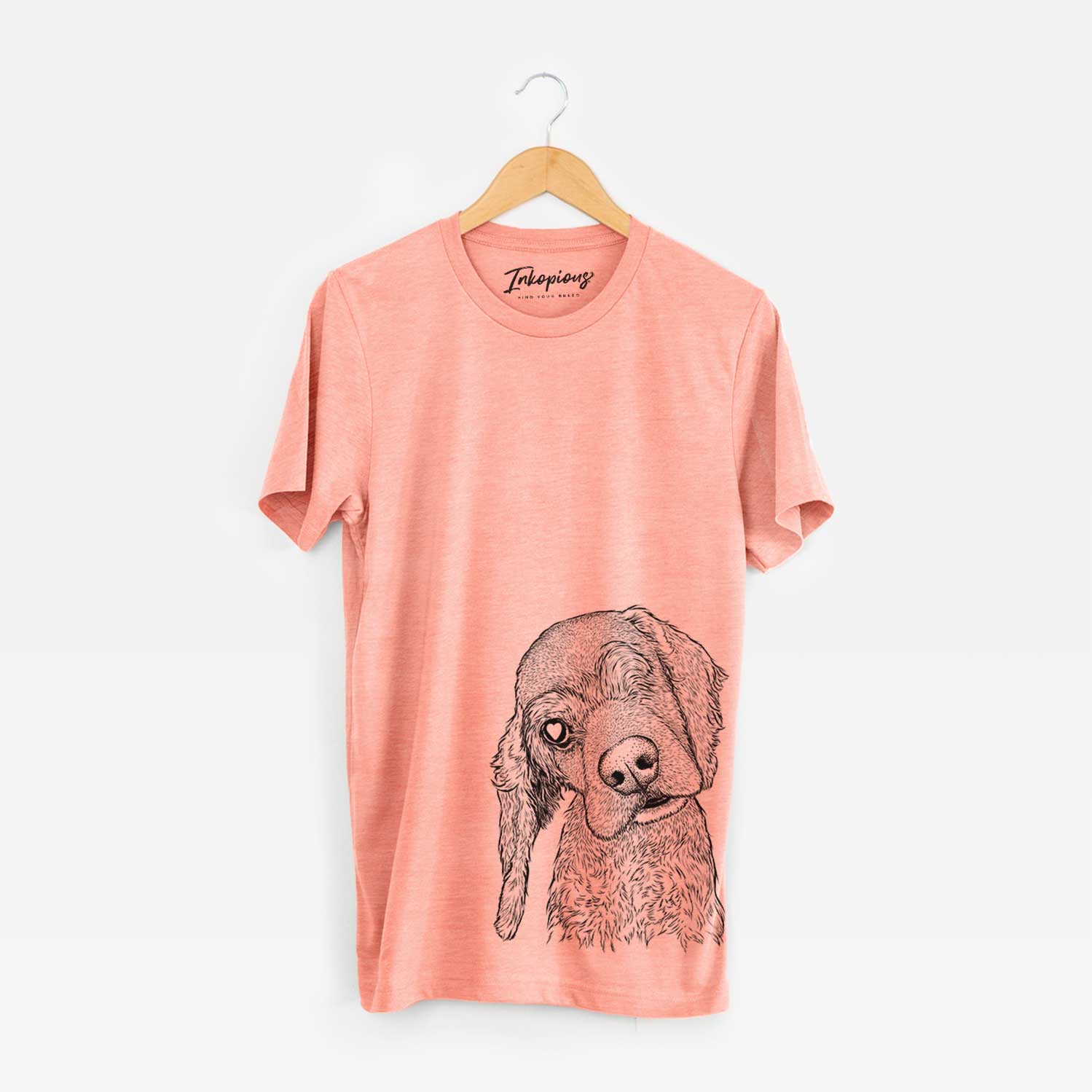 Hand-drawn sketch of Mambo #5 the Cocker Spaniel on a Sunset Bella Canvas Unisex Crewneck