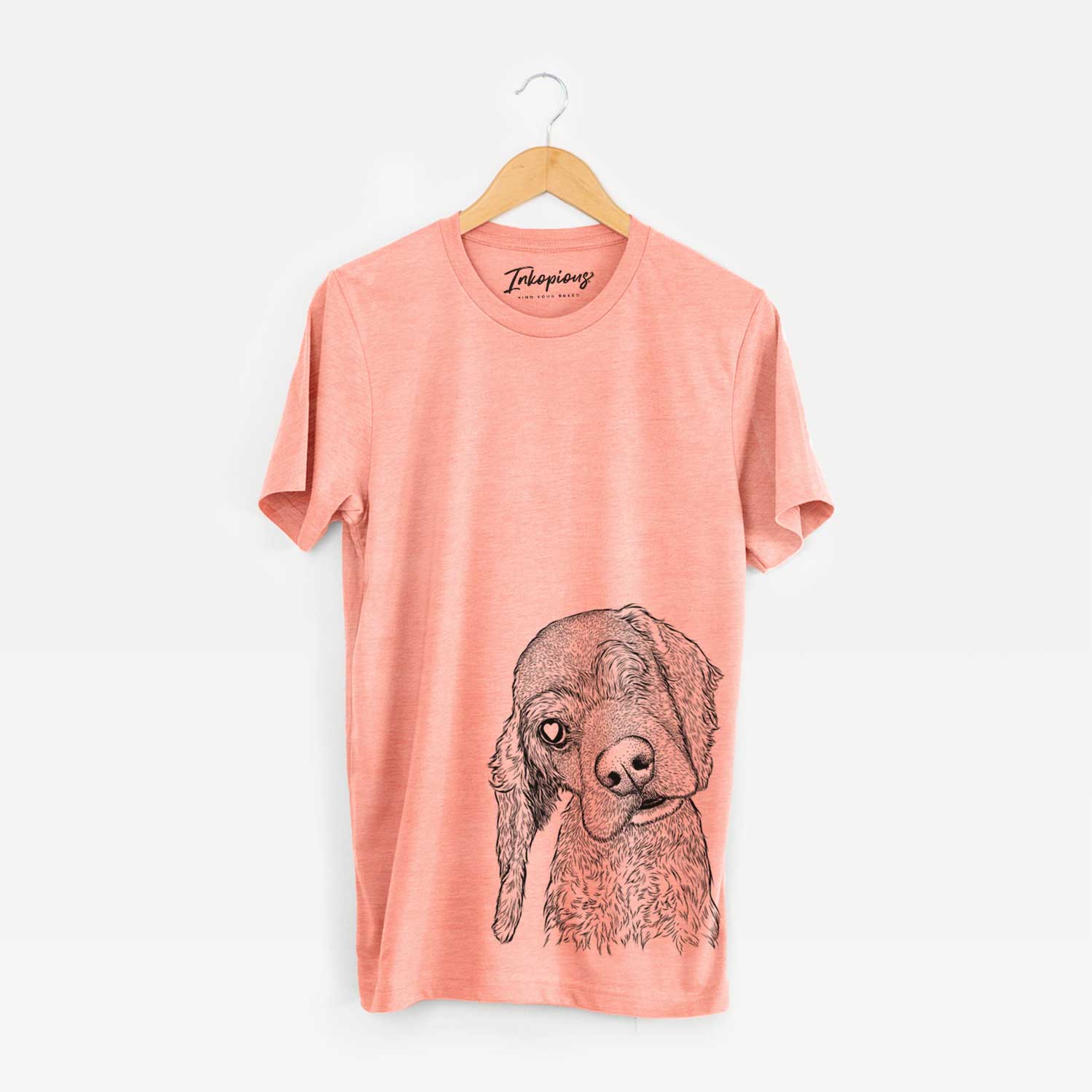 Hand-drawn sketch of Mambo #5 the Cocker Spaniel on a Sunset Unisex crewneck